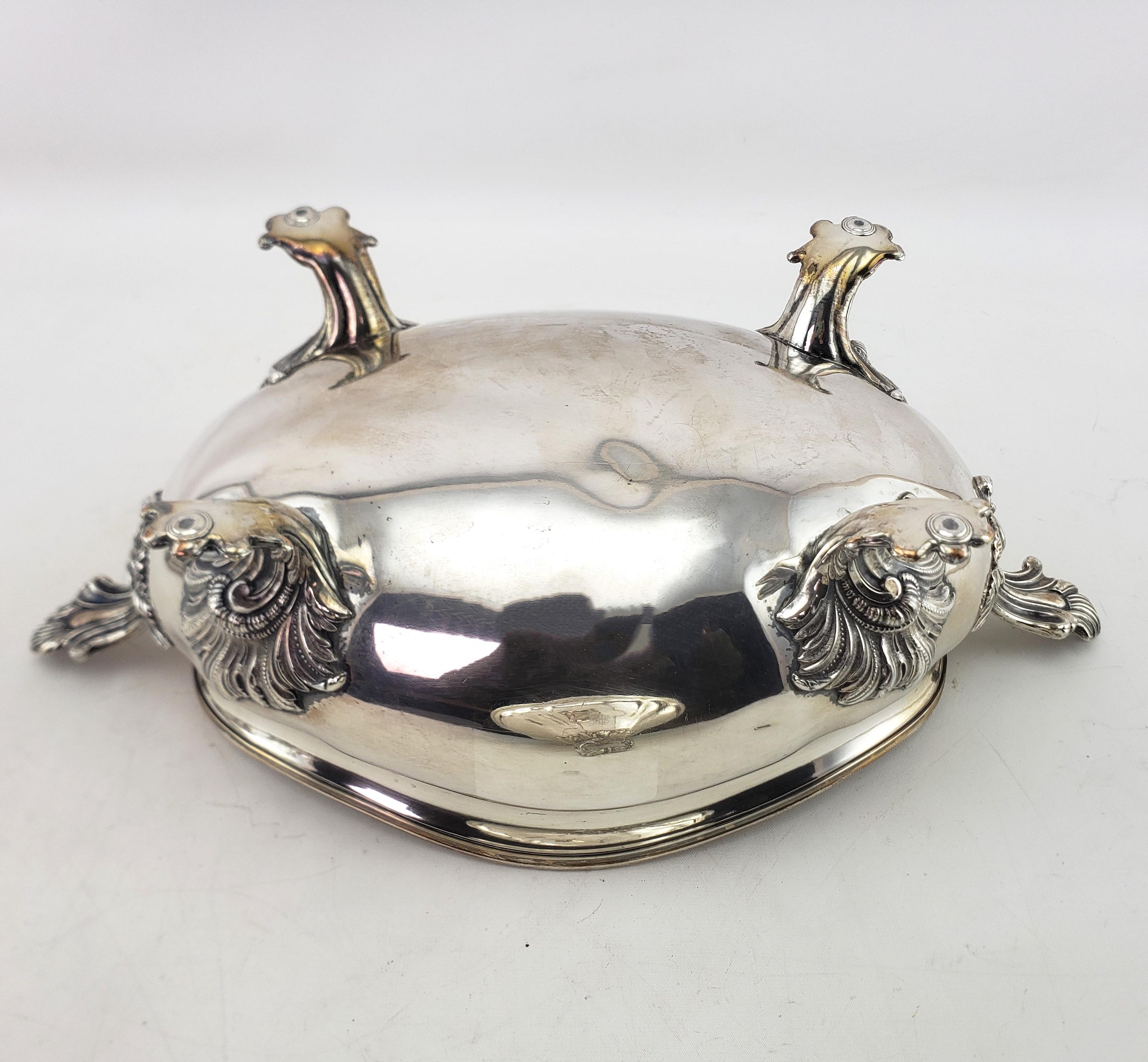 Three Antique Georgian Sheffield Plated Covered Tureens with Floral Decoration For Sale 3