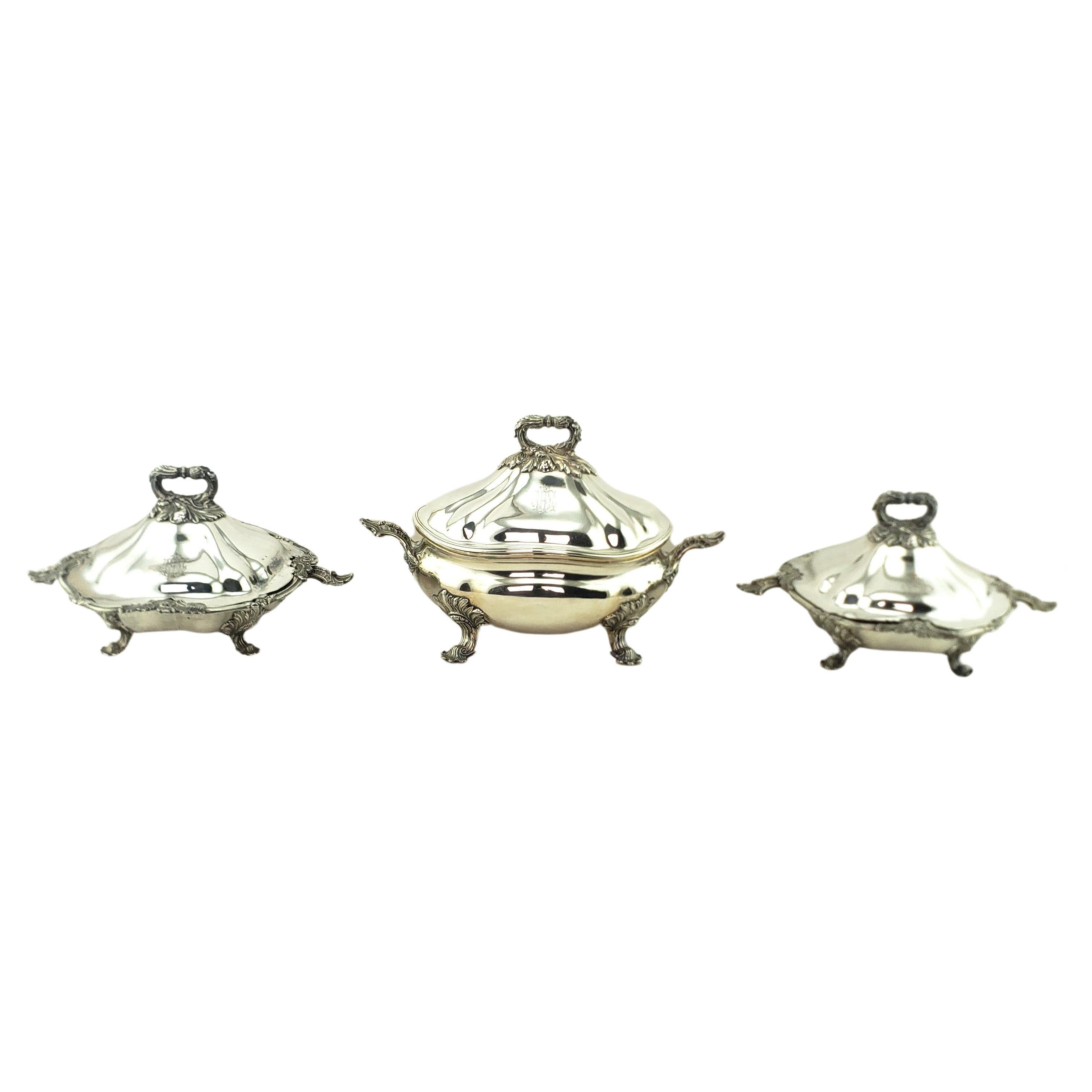 Three Antique Georgian Sheffield Plated Covered Tureens with Floral Decoration
