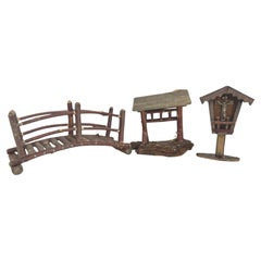 Three Antique Grulich Christmas Nativity Scene Landscape Parts for Decoration