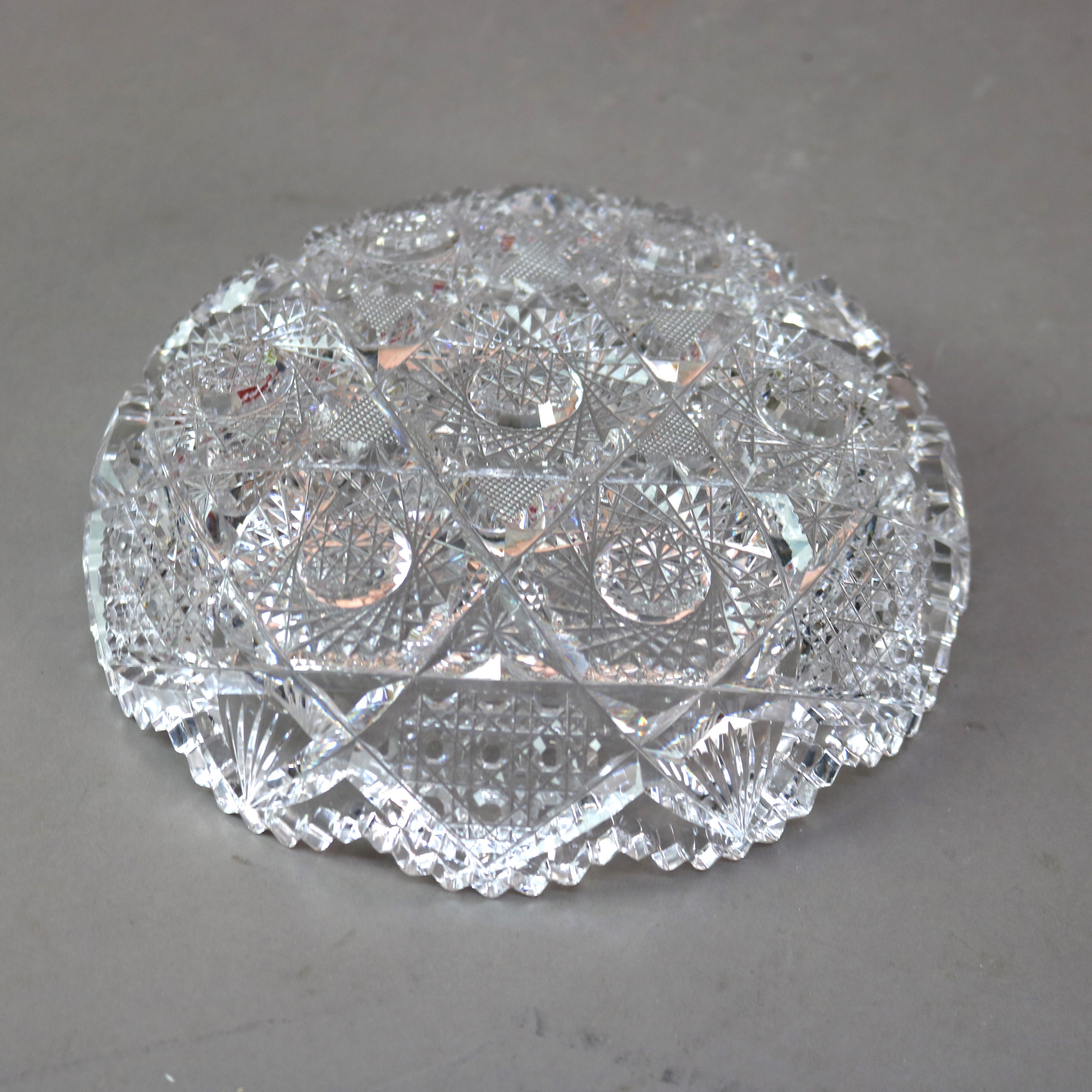 Trois bols anciens en verre taillé brillant de l'école Hawkes C1890 Bon état - En vente à Big Flats, NY