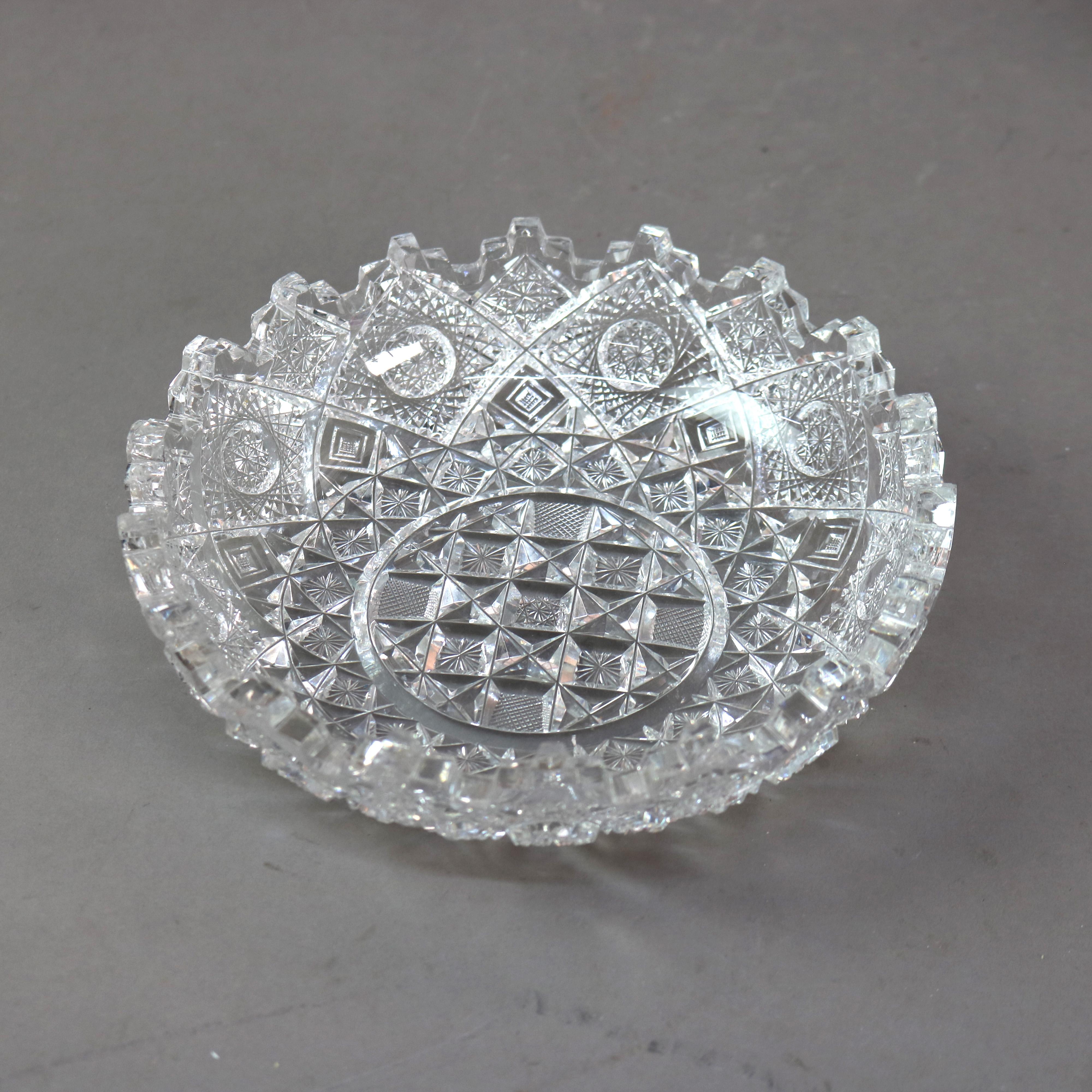 XIXe siècle Trois bols anciens en verre taillé brillant de l'école Hawkes C1890 en vente
