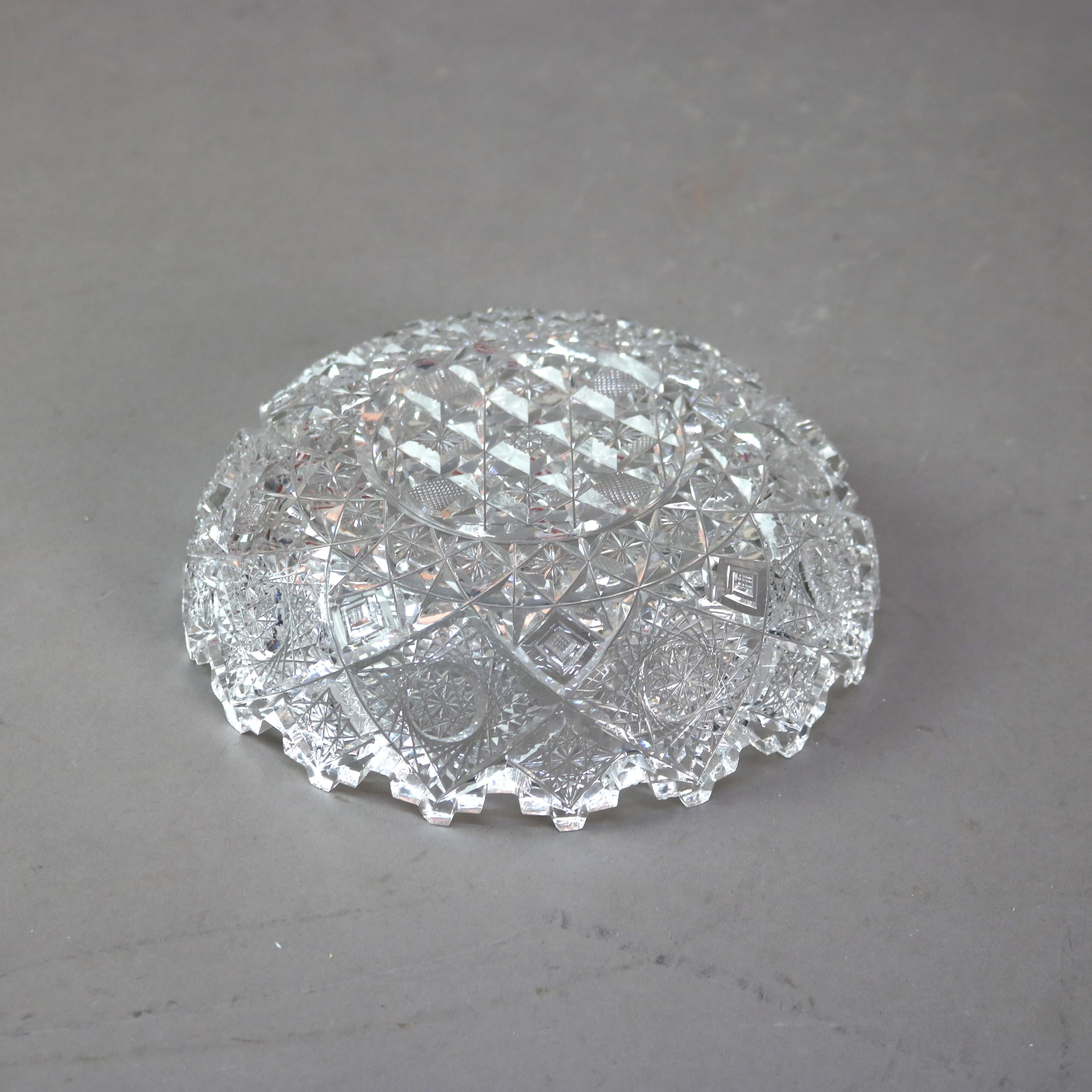 Verre taillé Trois bols anciens en verre taillé brillant de l'école Hawkes C1890 en vente
