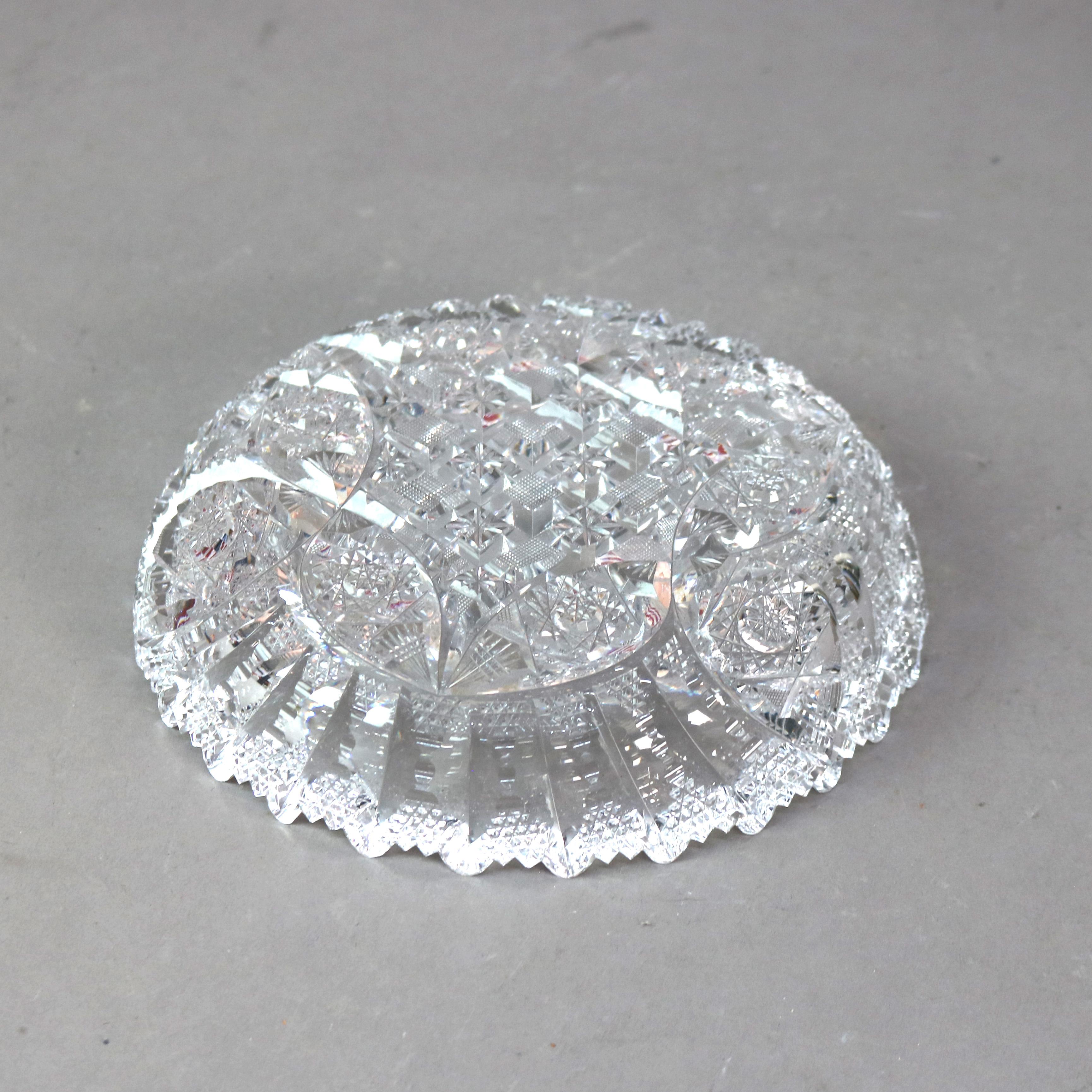 Trois bols anciens en verre taillé brillant de l'école Hawkes C1890 en vente 2