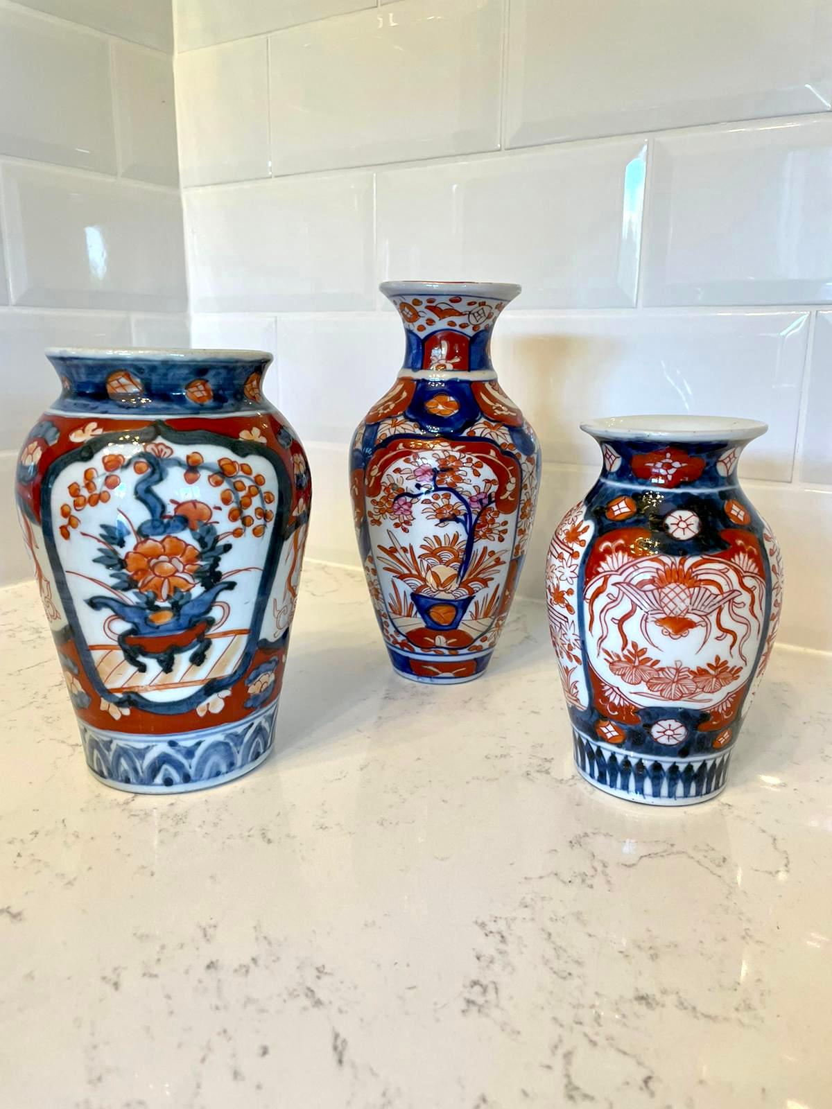 European Three Antique Imari Vases For Sale