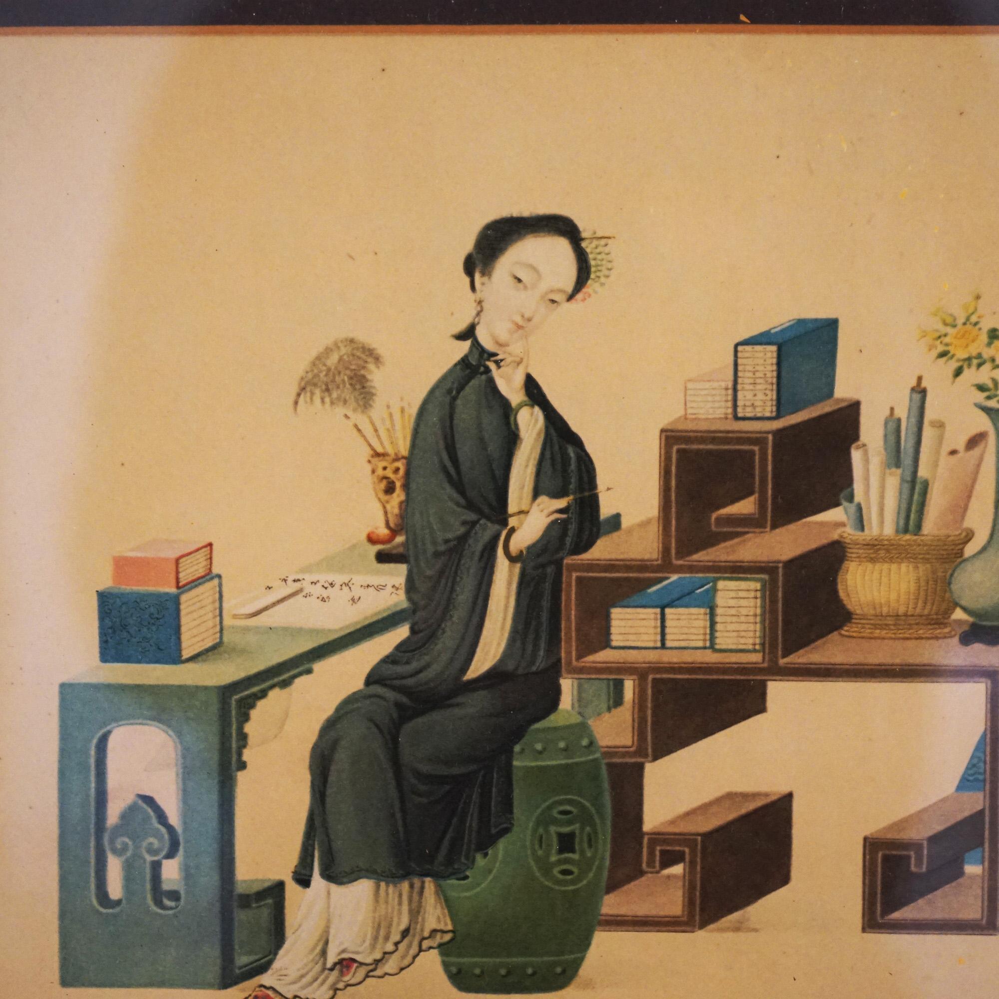 Drei antike japanische Schwarz-Weiß-Drucke und einfarbiger Holzschnitt mit Holzschnitt im Angebot 1