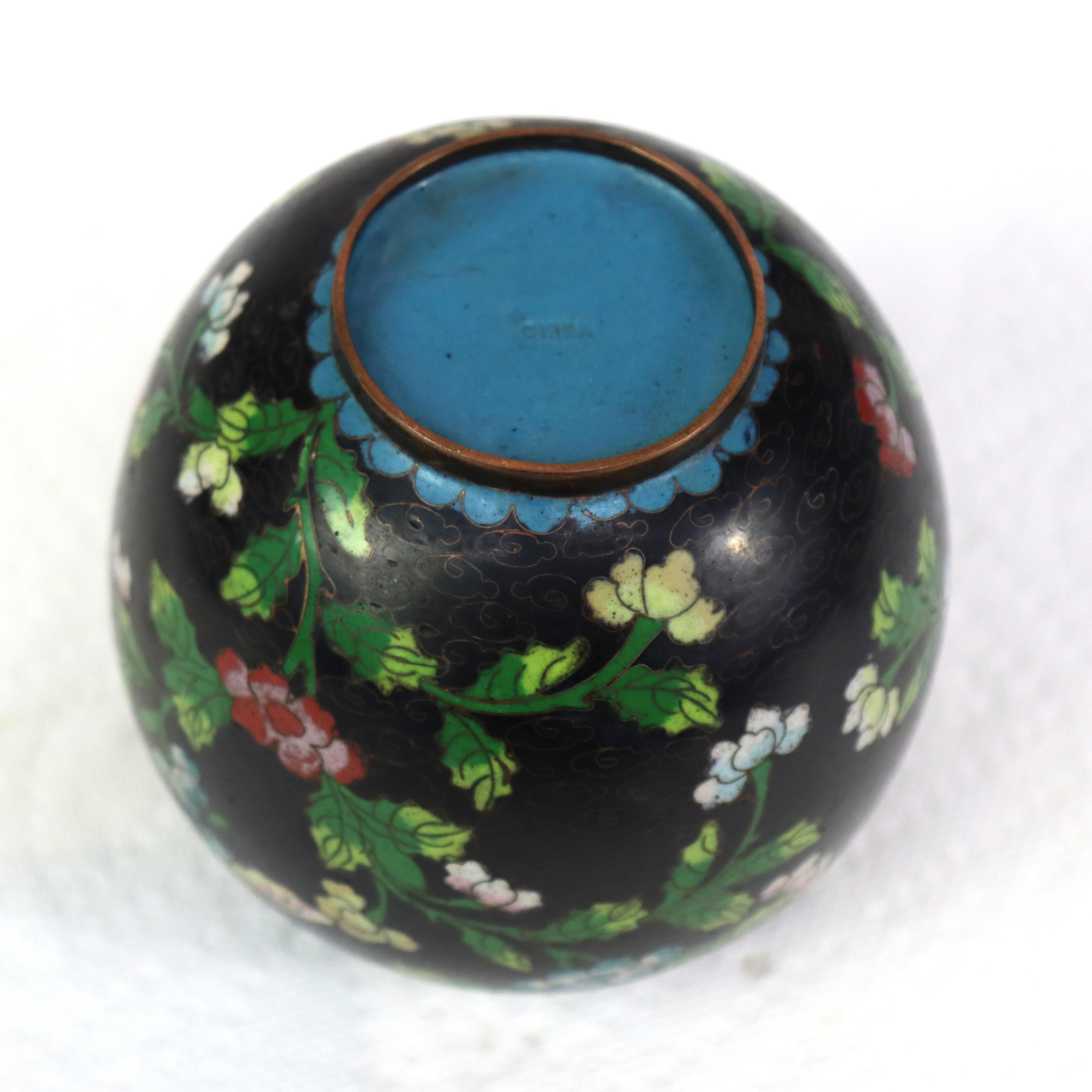 Three Antique Japanese Cloisonne: 2 Ginger Jars & 1 Vase Unsigned C1920 For Sale 1