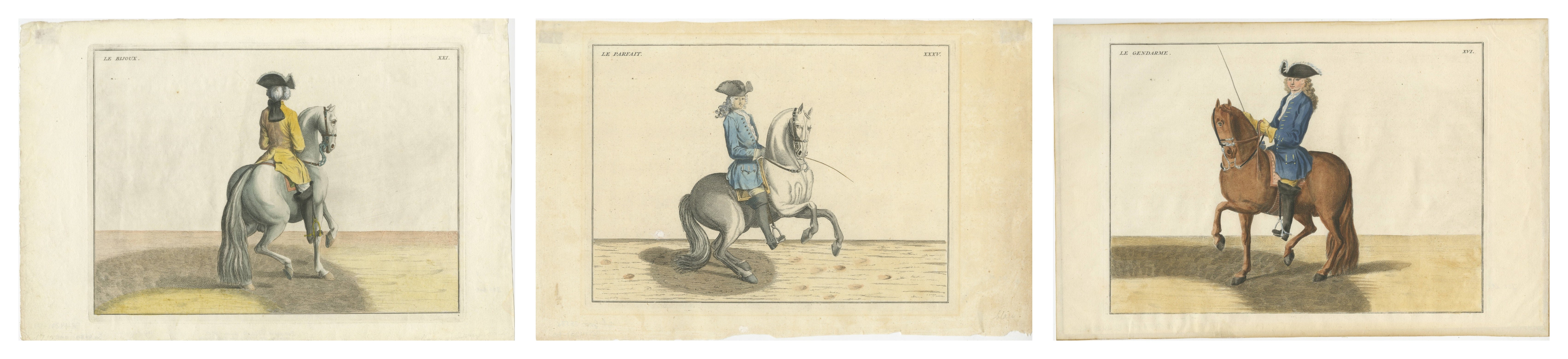 Three Antique Manège Horse Plates, Le Bijoux, Le Parfait & Le Gendarme, c.1727