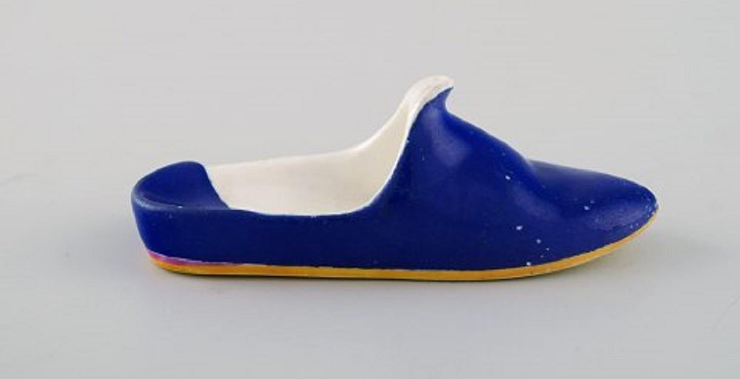 Hand-Painted Three Antique Meissen Slippers in Hand Painted Porcelain, 19th Century For Sale