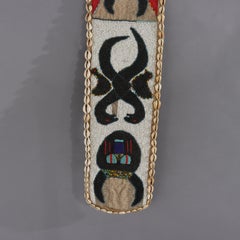 Three Antique Nigerian Yoruba Figural Beaded Items With Shells: 2 Sashes & Bag