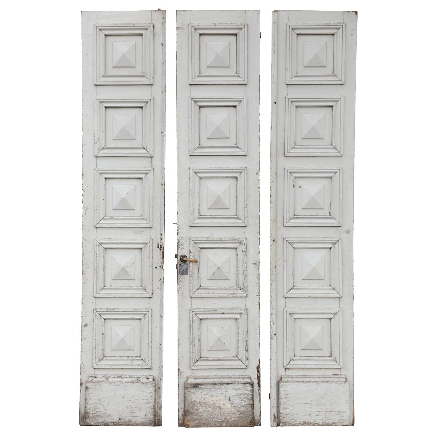 Three Antique Painted French Doors