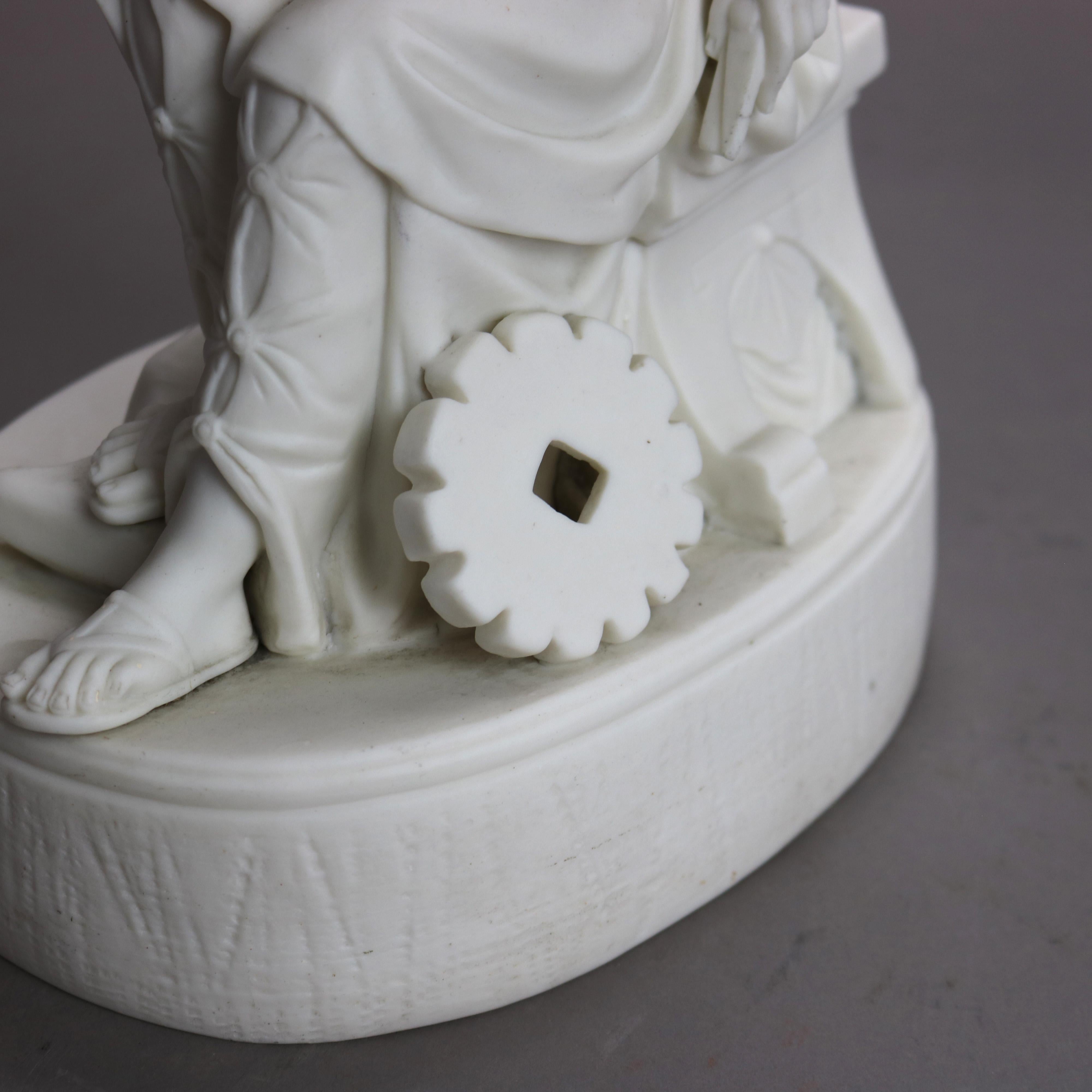 Three Antique Parian Bisque Porcelain Classical Figures c1890 7