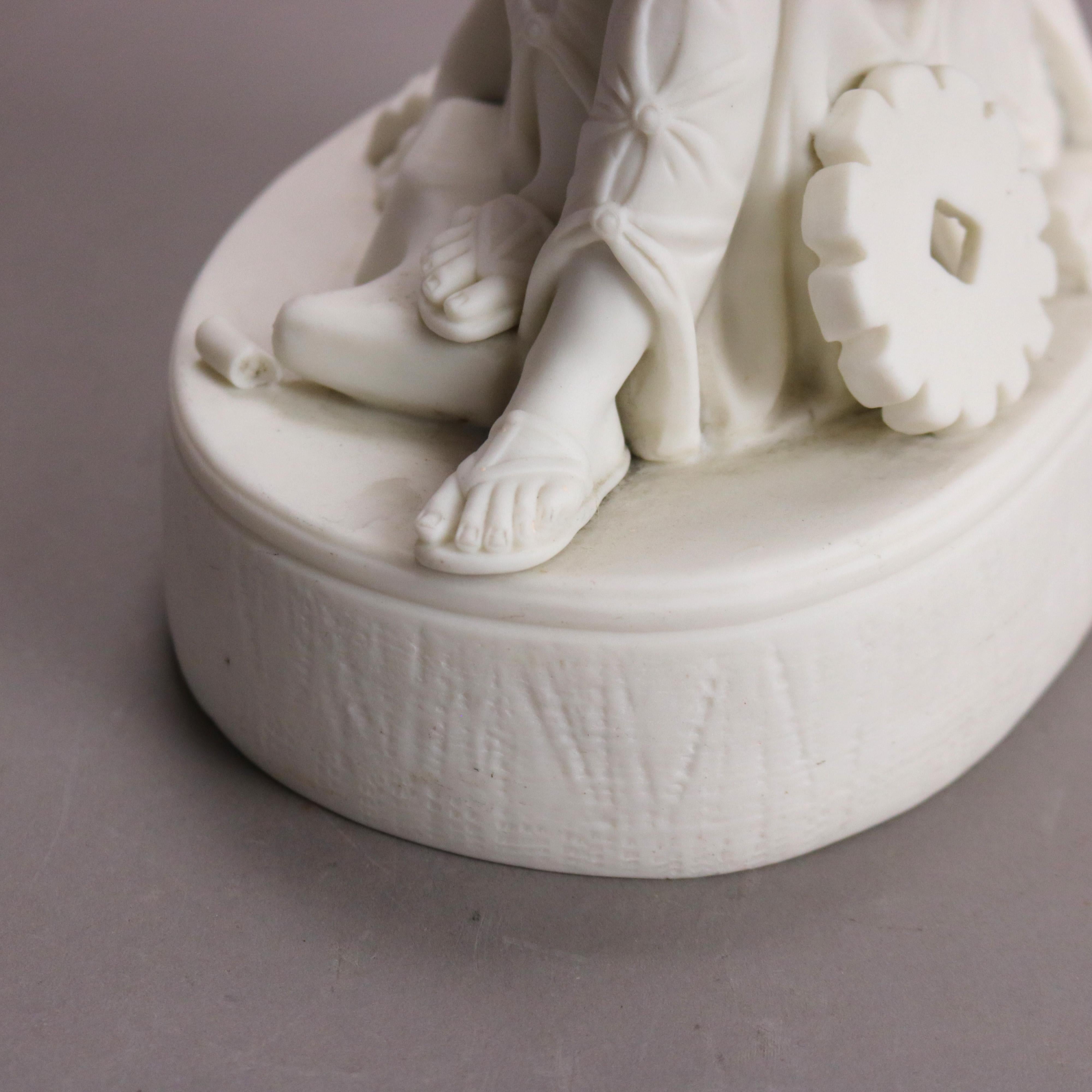 Three Antique Parian Bisque Porcelain Classical Figures c1890 8