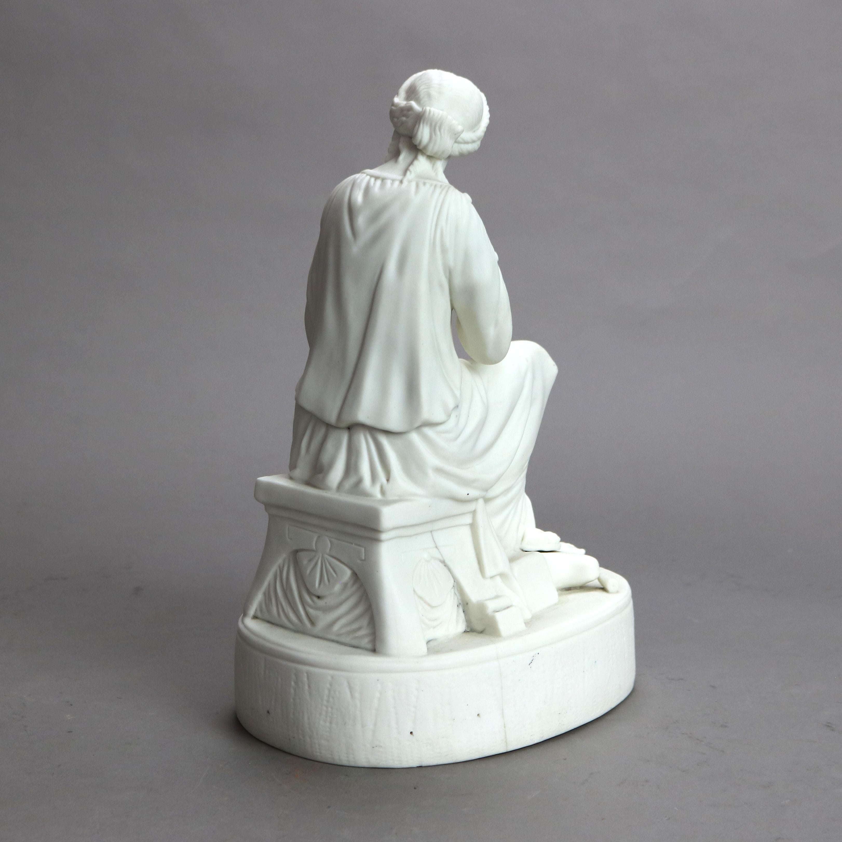Three Antique Parian Bisque Porcelain Classical Figures c1890 9