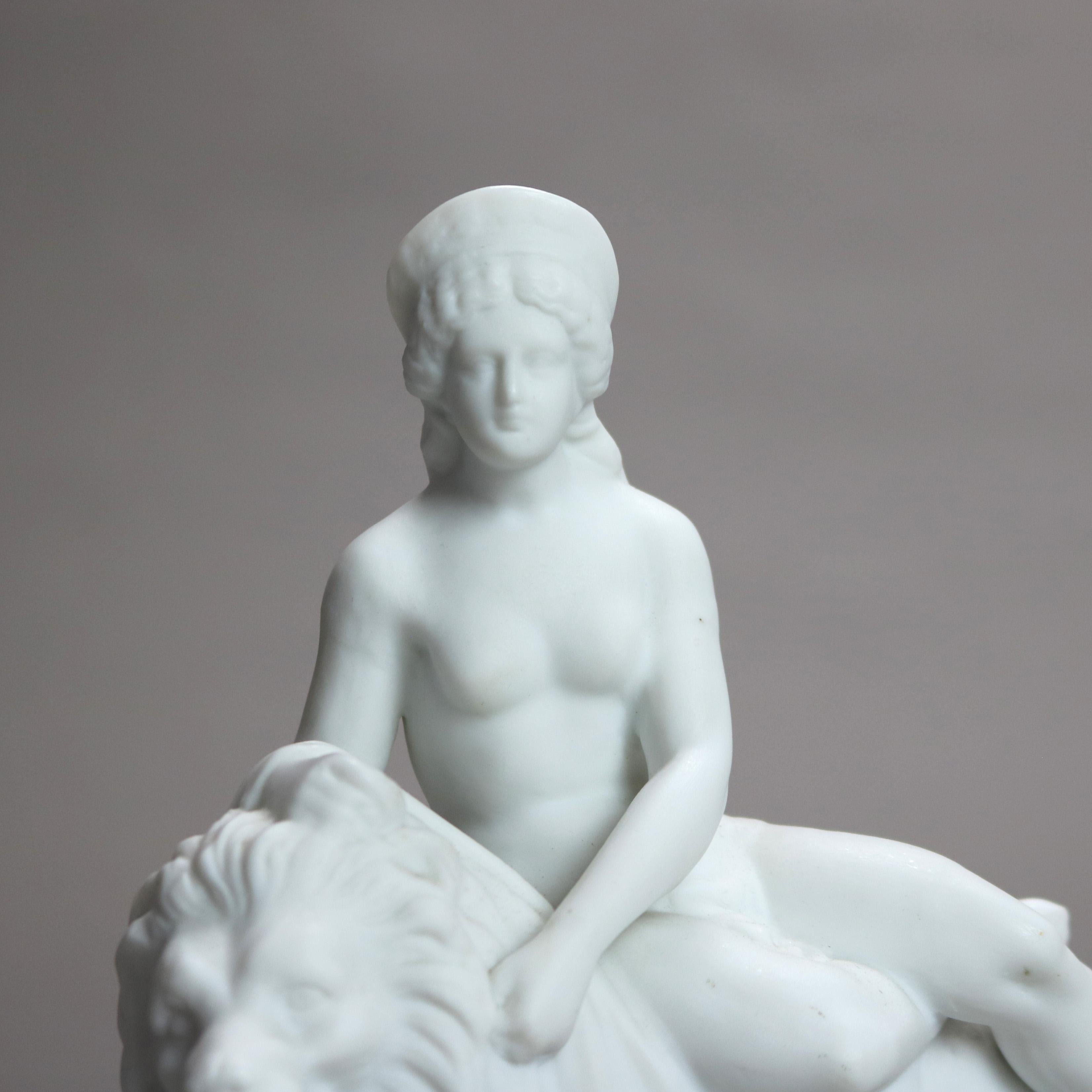 19th Century Three Antique Parian Bisque Porcelain Classical Figures c1890