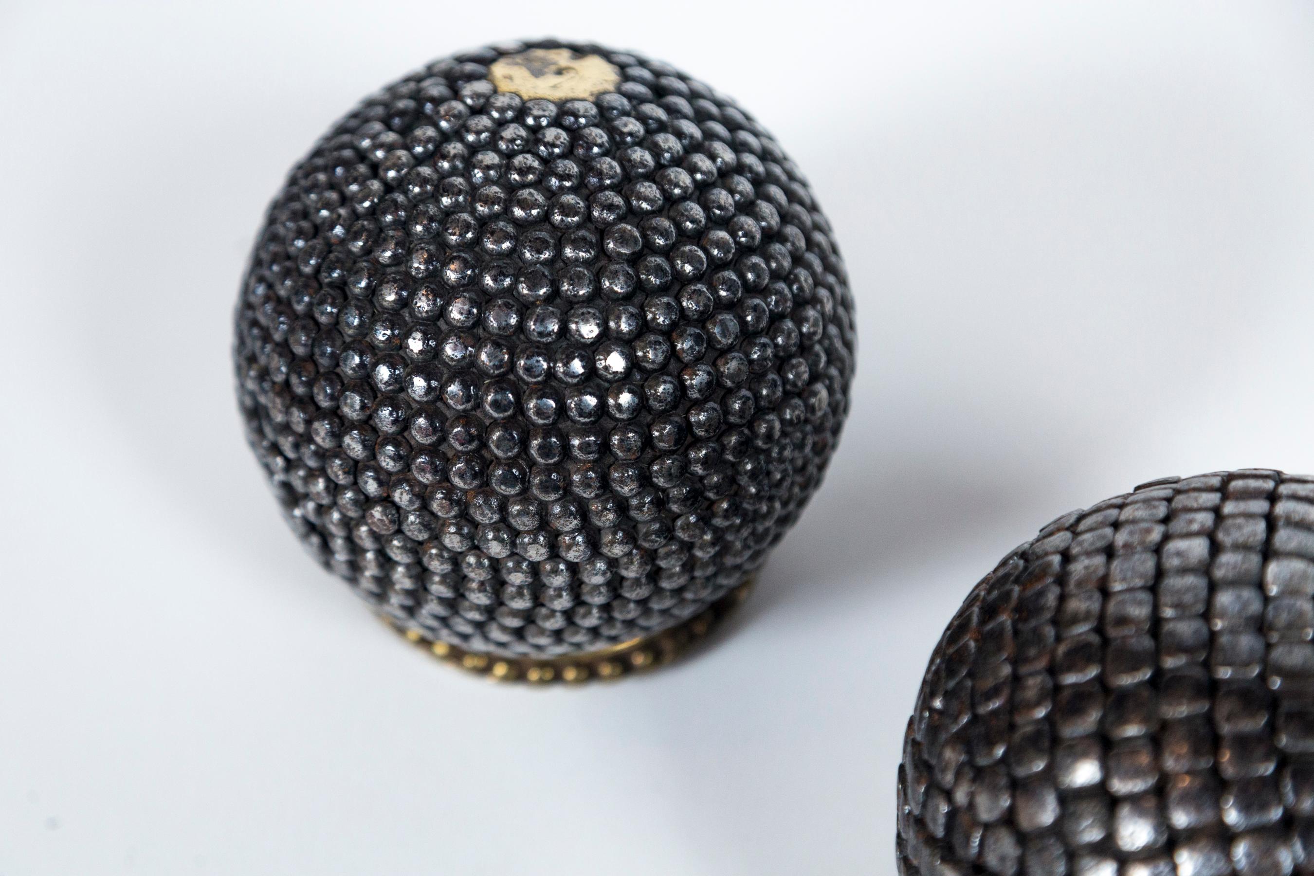 French Three Antique Petanque Balls, France, Late 19th Century For Sale