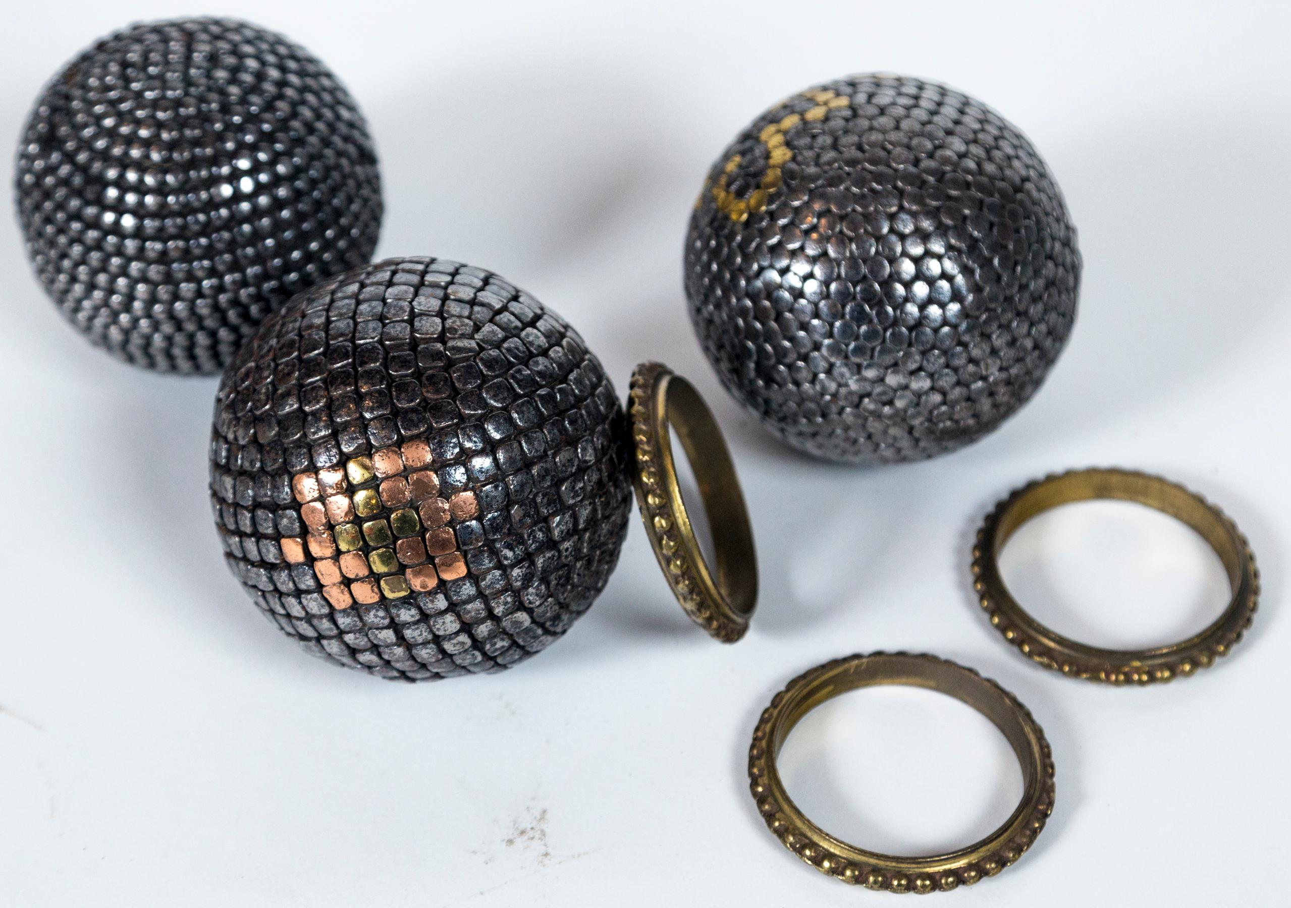 Three Antique Petanque Balls, France, Late 19th Century For Sale 1
