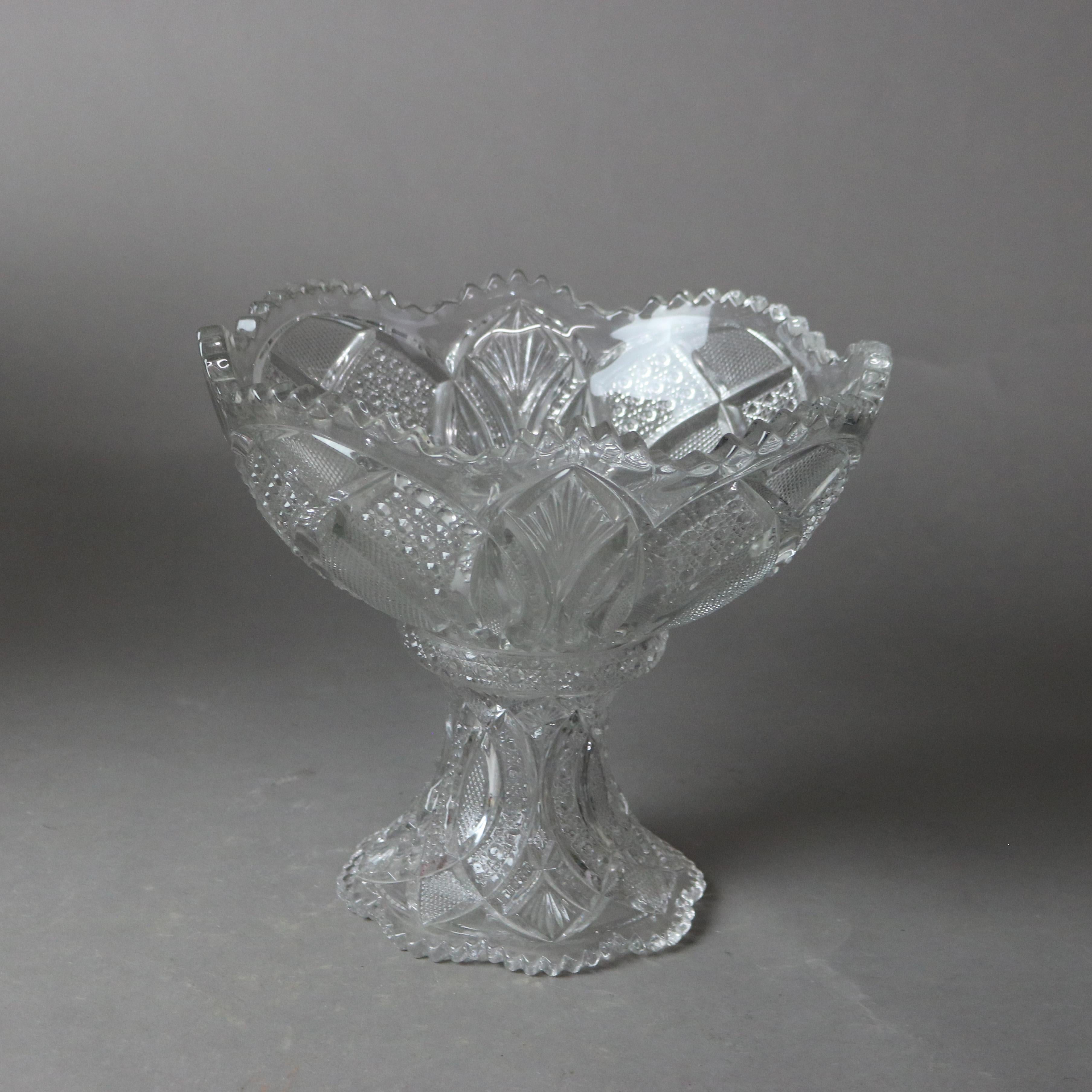 Trois bols à punch et compote en verre pressé anciens C1920 Bon état - En vente à Big Flats, NY