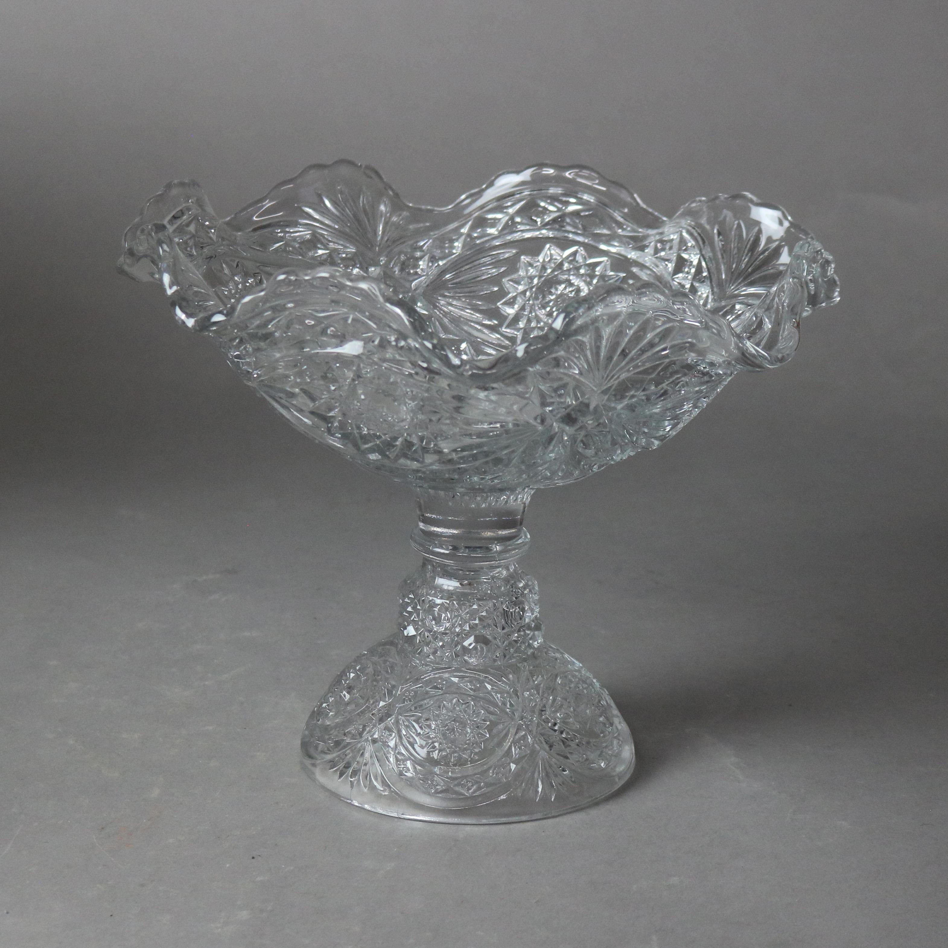 Verre Trois bols à punch et compote en verre pressé anciens C1920 en vente