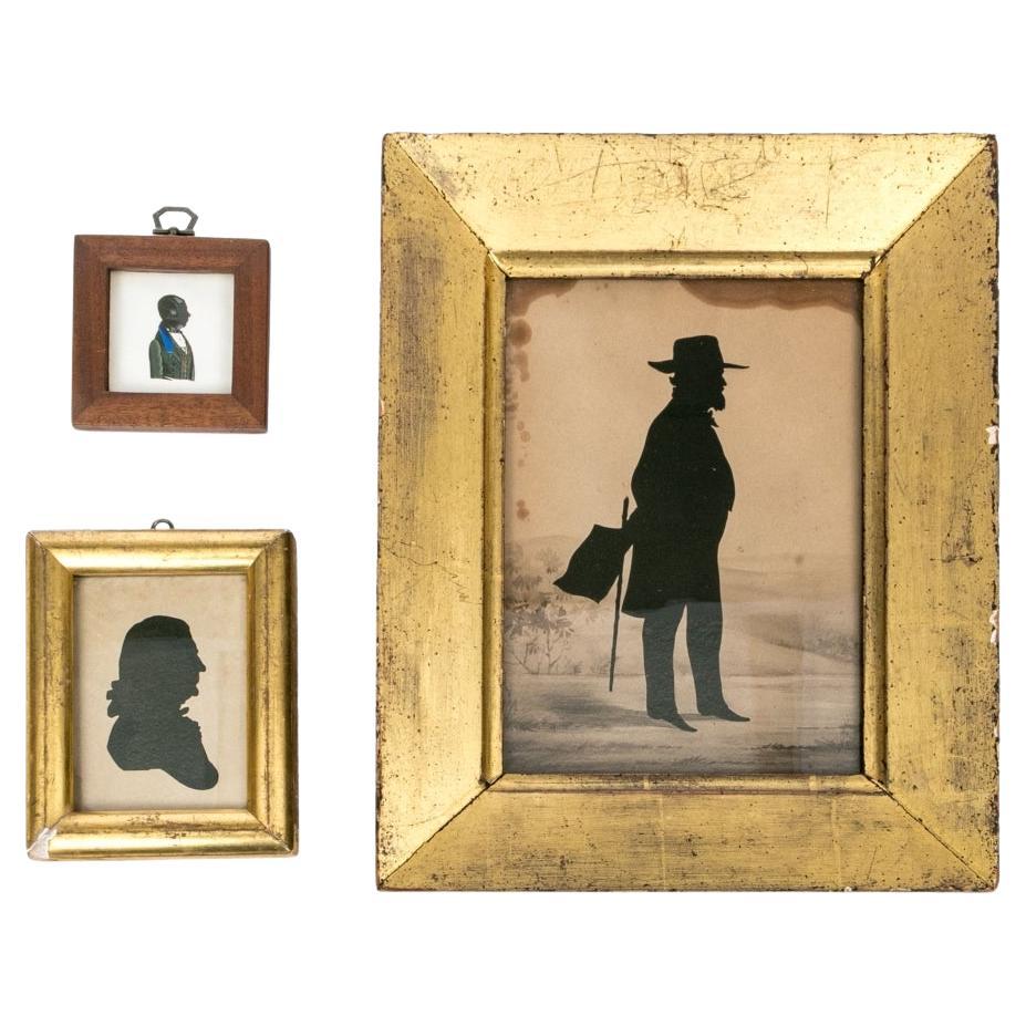 Three Antique Silhouette Portrait Busts With William Henry Brown For Sale