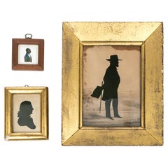Three Antique Silhouette Portrait Busts With William Henry Brown