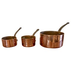 Three Antique Victorian Copper Pans
