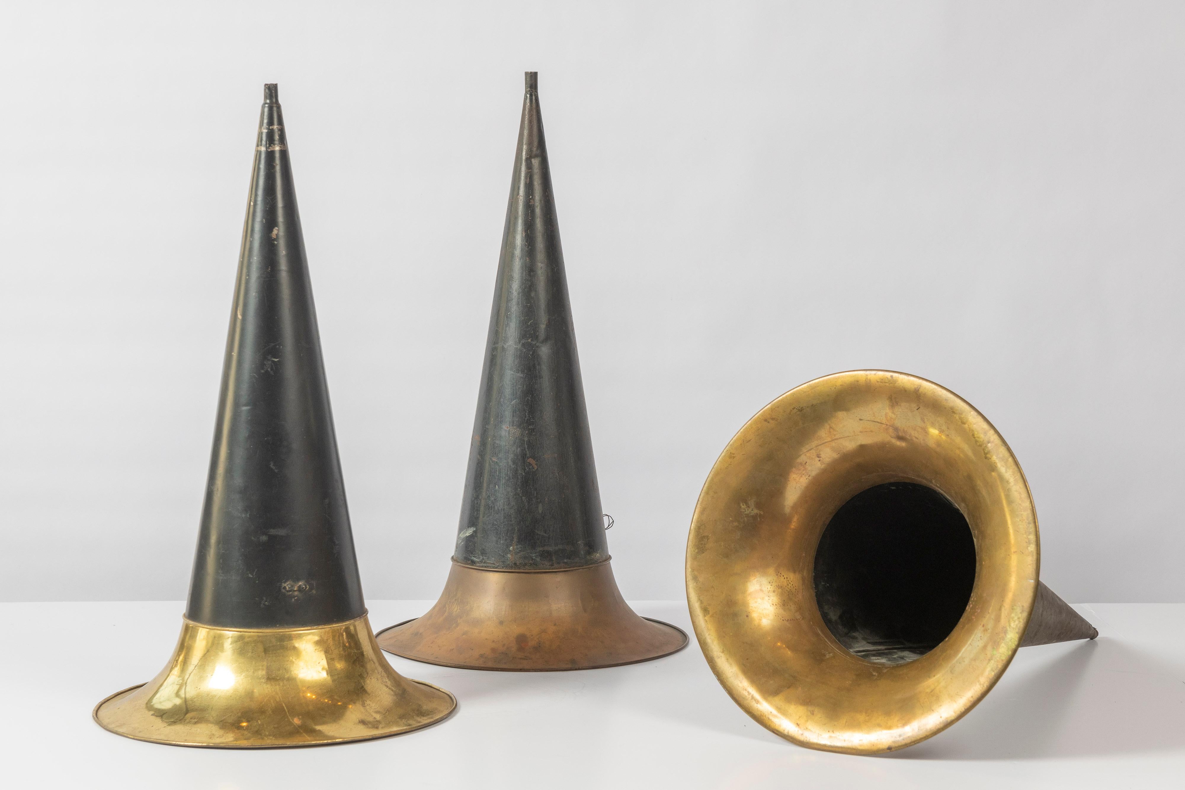 Art Nouveau Three Antique Victrola Phonograph Horns  For Sale