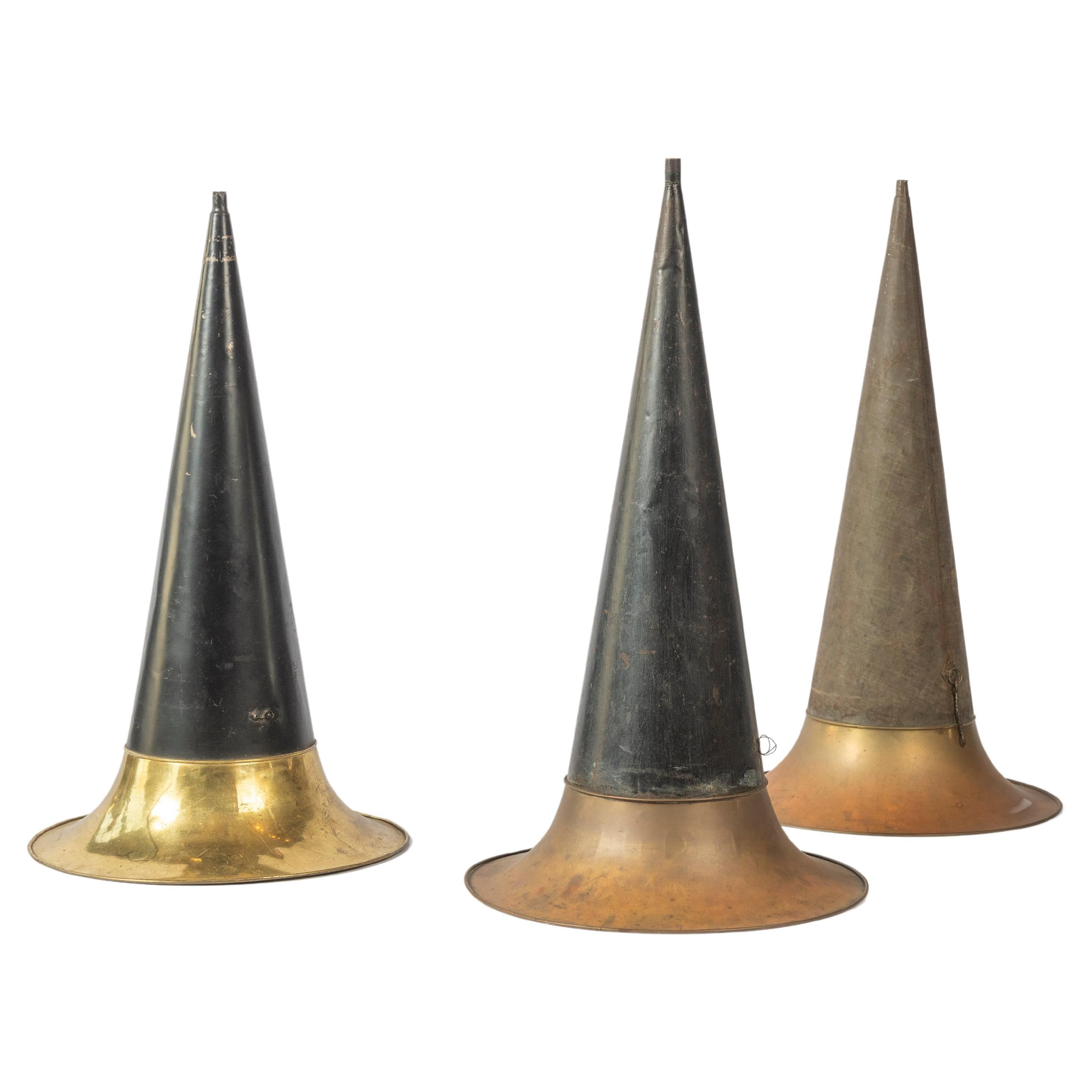 Three Antique Victrola Phonograph Horns 