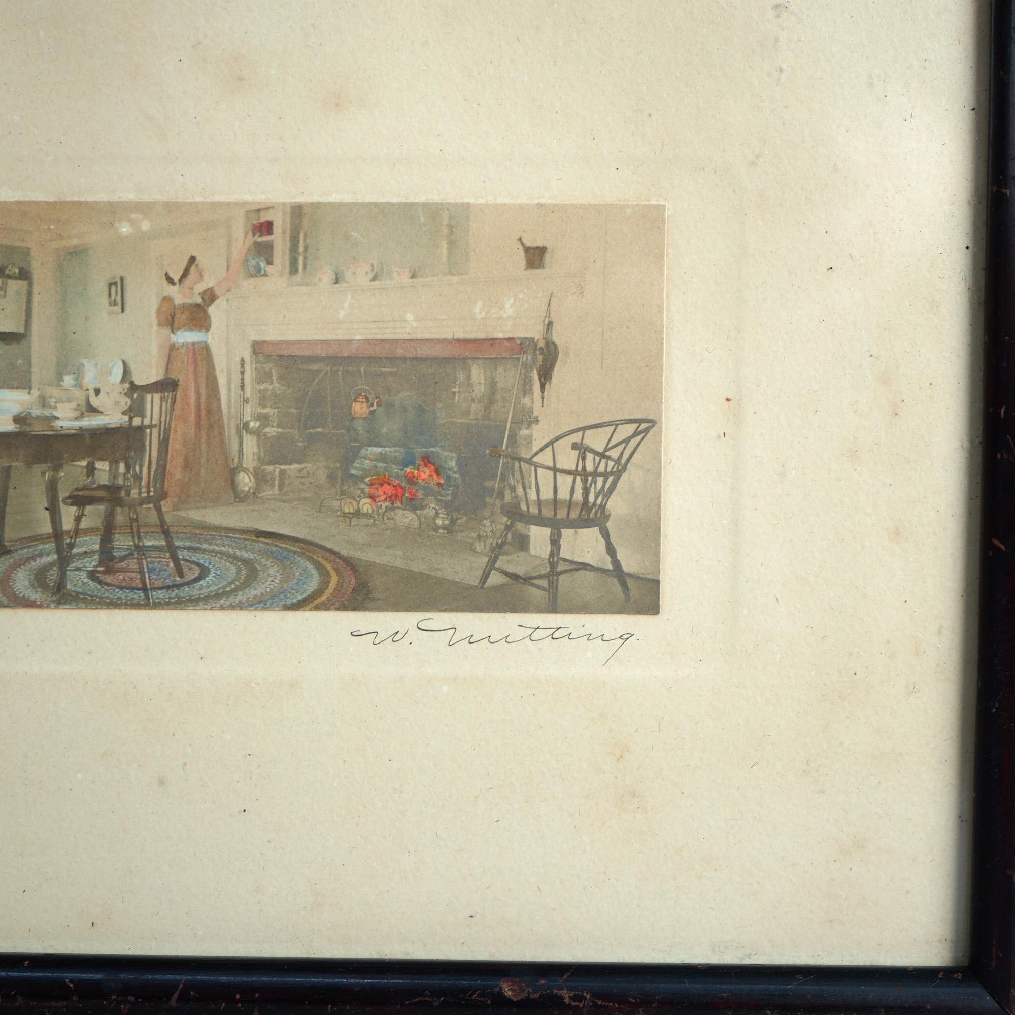 Paper Three Antique Wallace Nutting Interior Prints Framed, C1920 For Sale