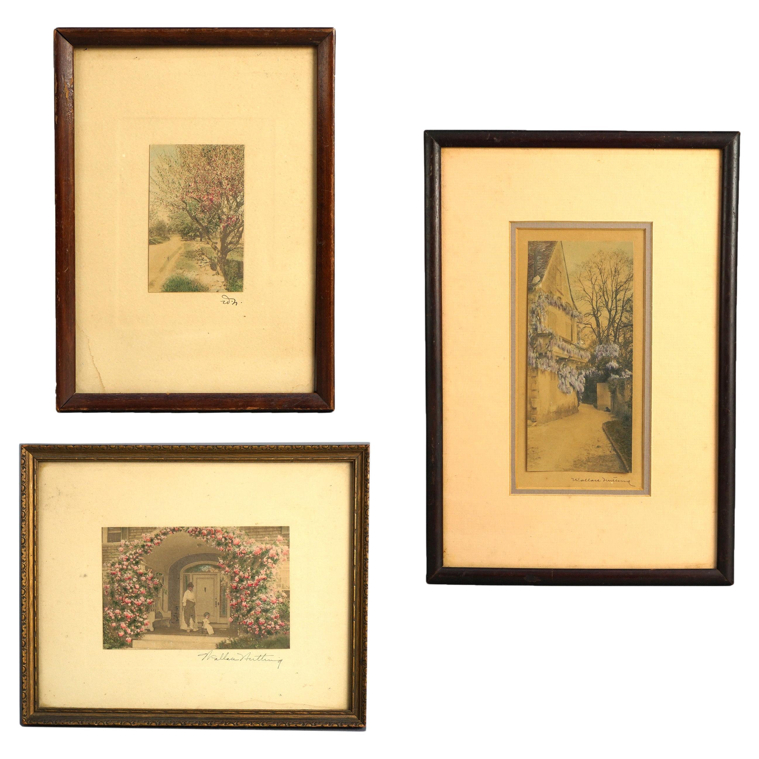 Trois gravures anciennes de Wallace Nutting comprenant des scènes d'intérieur et de paysage C1920
