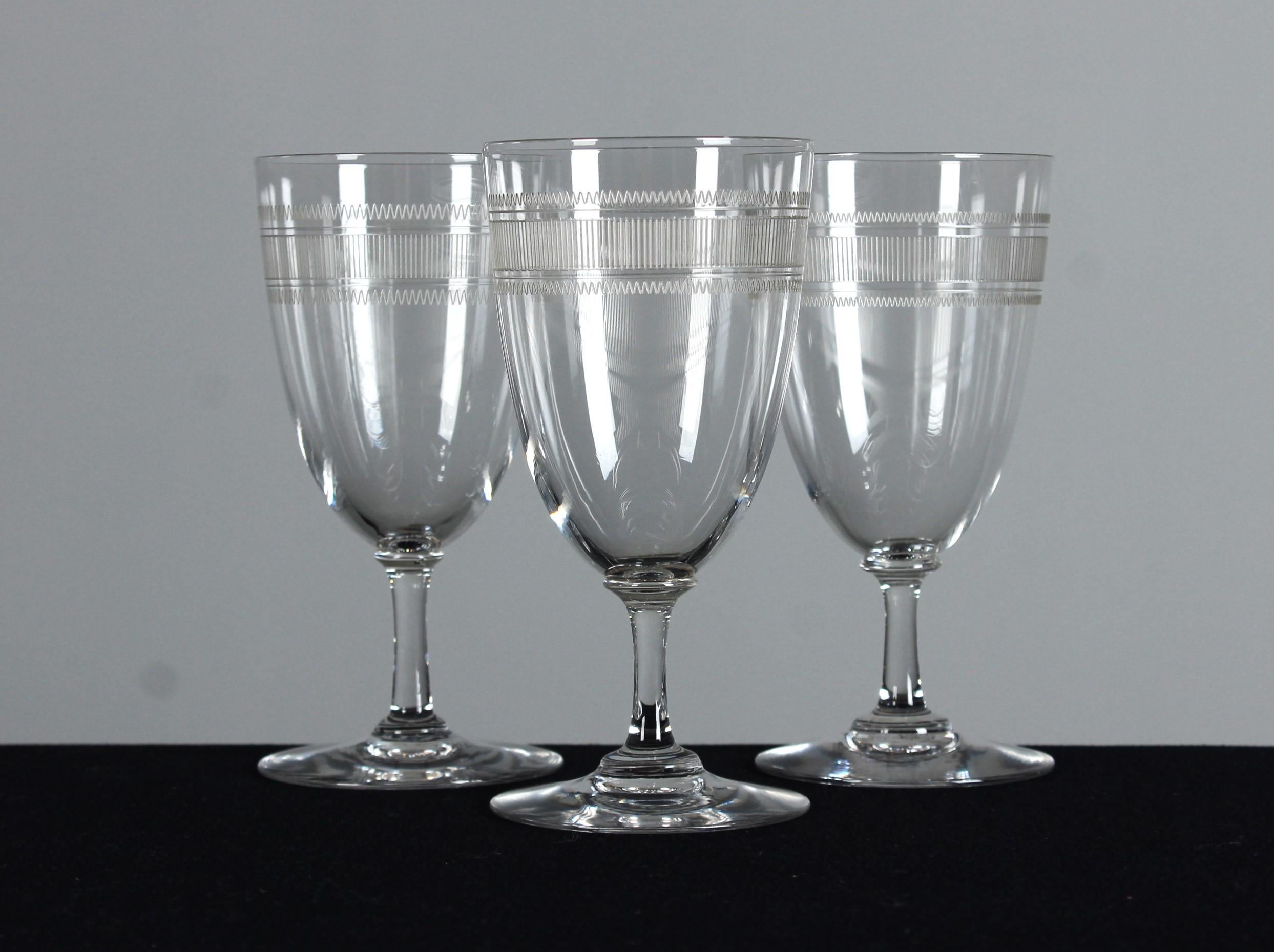 A beautiful set of three antique wine glasses with decorative design.

At the turn of the 20th century, the French culture of fine dining and socialising flourished, leading to the emergence of a symbol of French epicurean culture: the aperitif