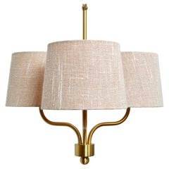 Three Arm Brass Chandelier by Luxus Sweden, 1960s