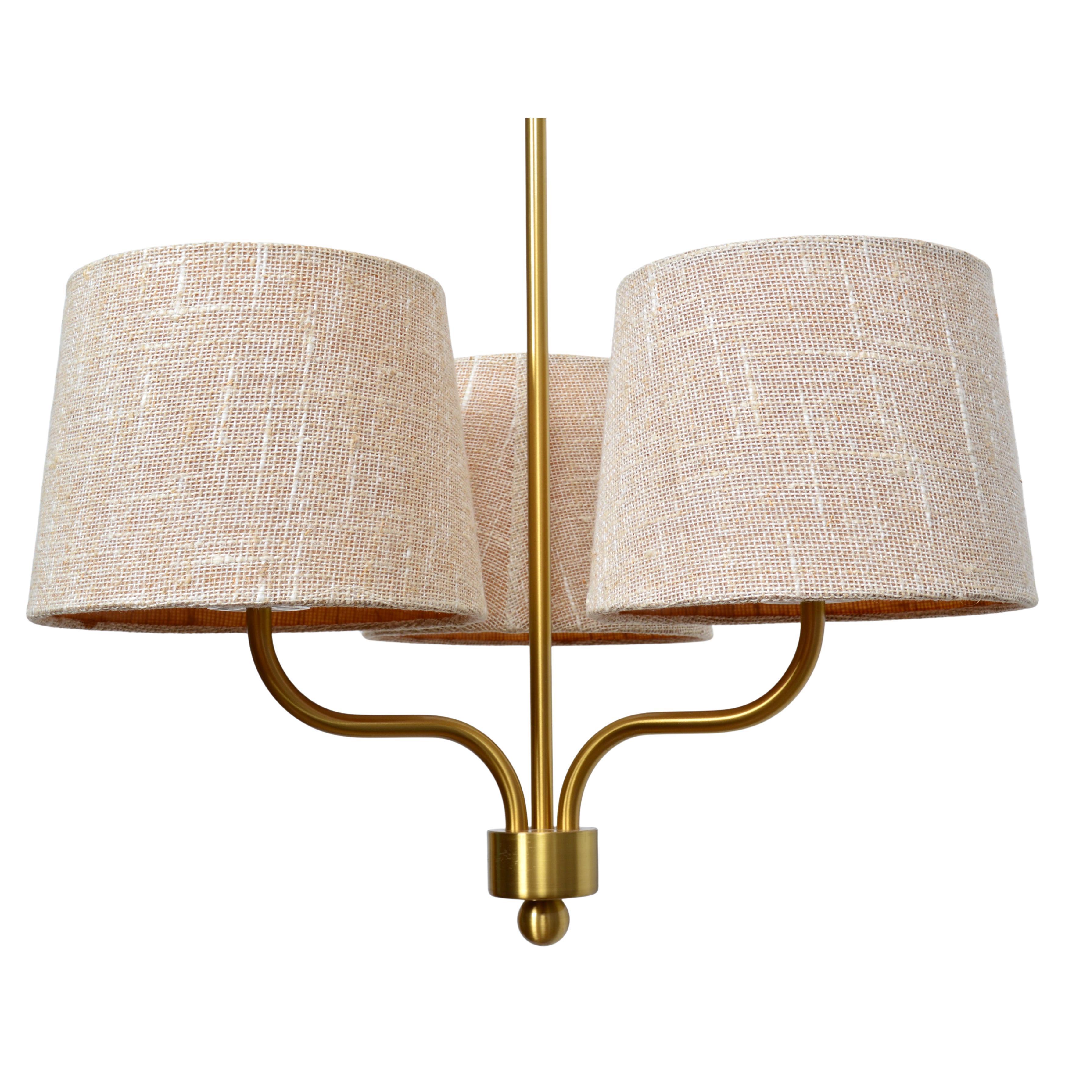 Lampadario a tre bracci in ottone di Luxus Sweden, anni 
60 in vendita