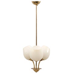 Three-Arm Ceiling Brass Lamp Model ER 86/3 by Itsu, Finland, 1950s