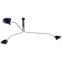 Three-Arm Ceiling Lamp in Black by Serge Mouille