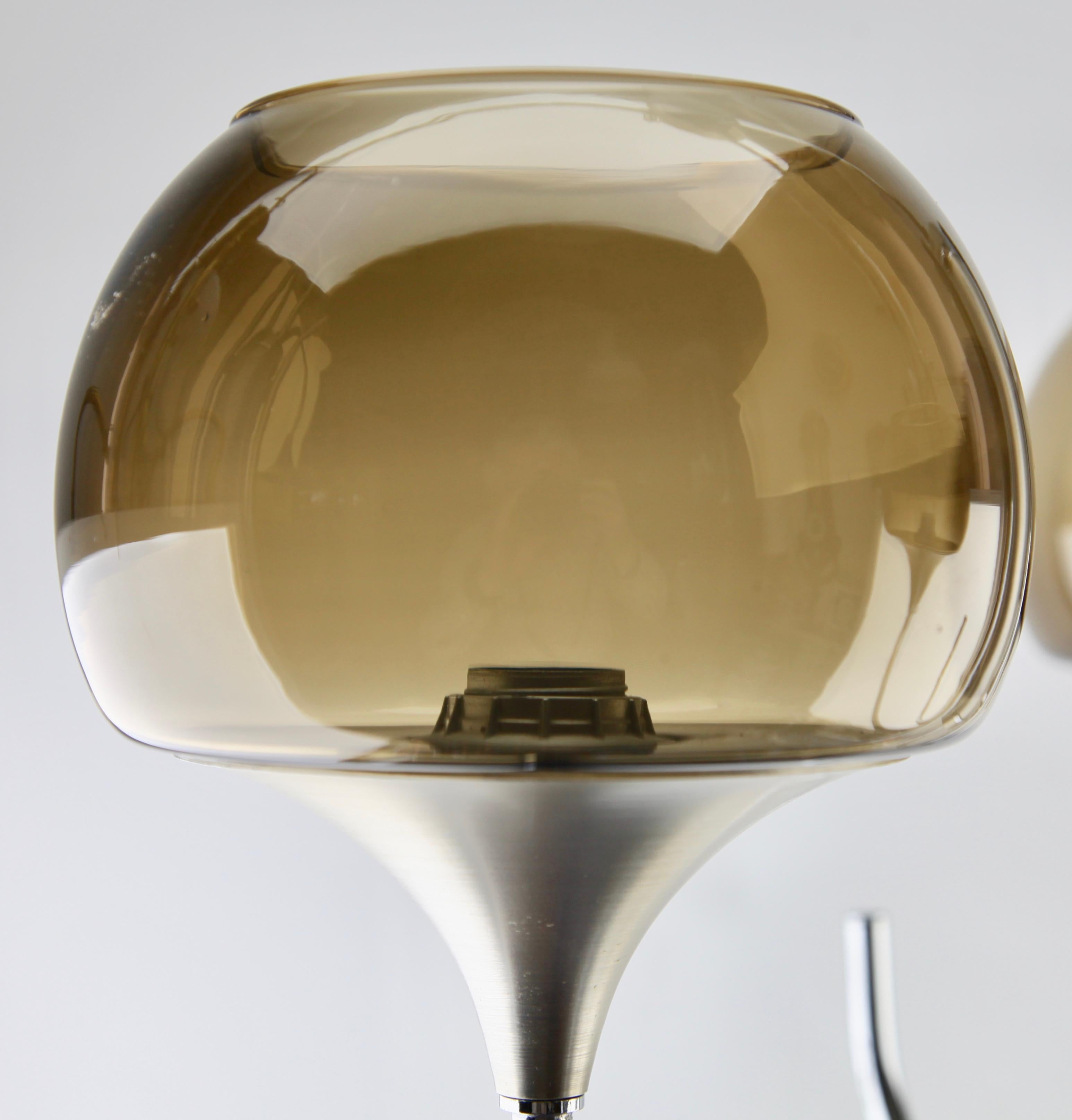 Verre opalin Lustre trompette en chrome et opaline de Goffredo Reggiani, Italie, 1970