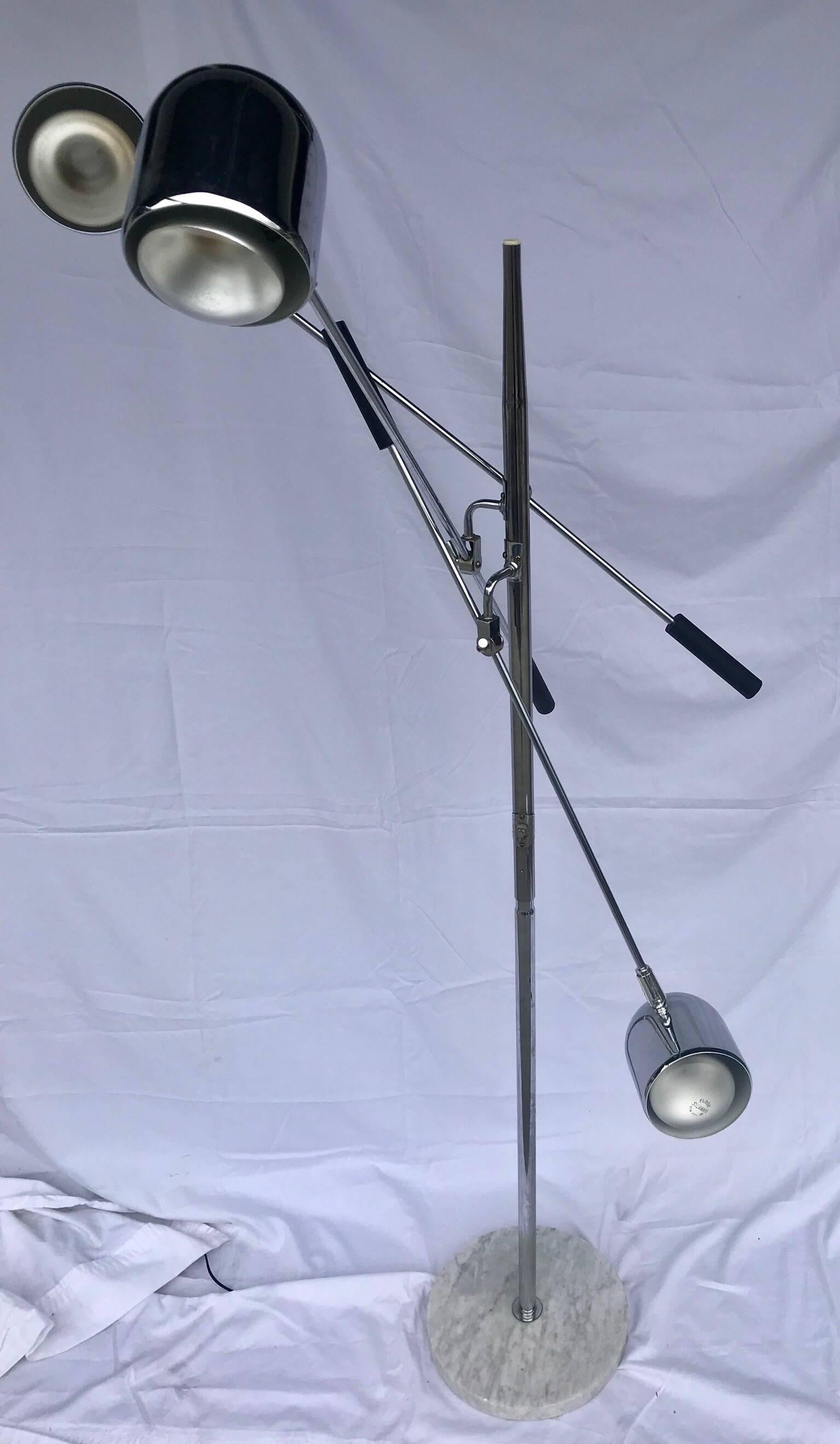 Three-Arm Chrome Floor Lamp Arredoluce Sonneman Triennale For Sale 2