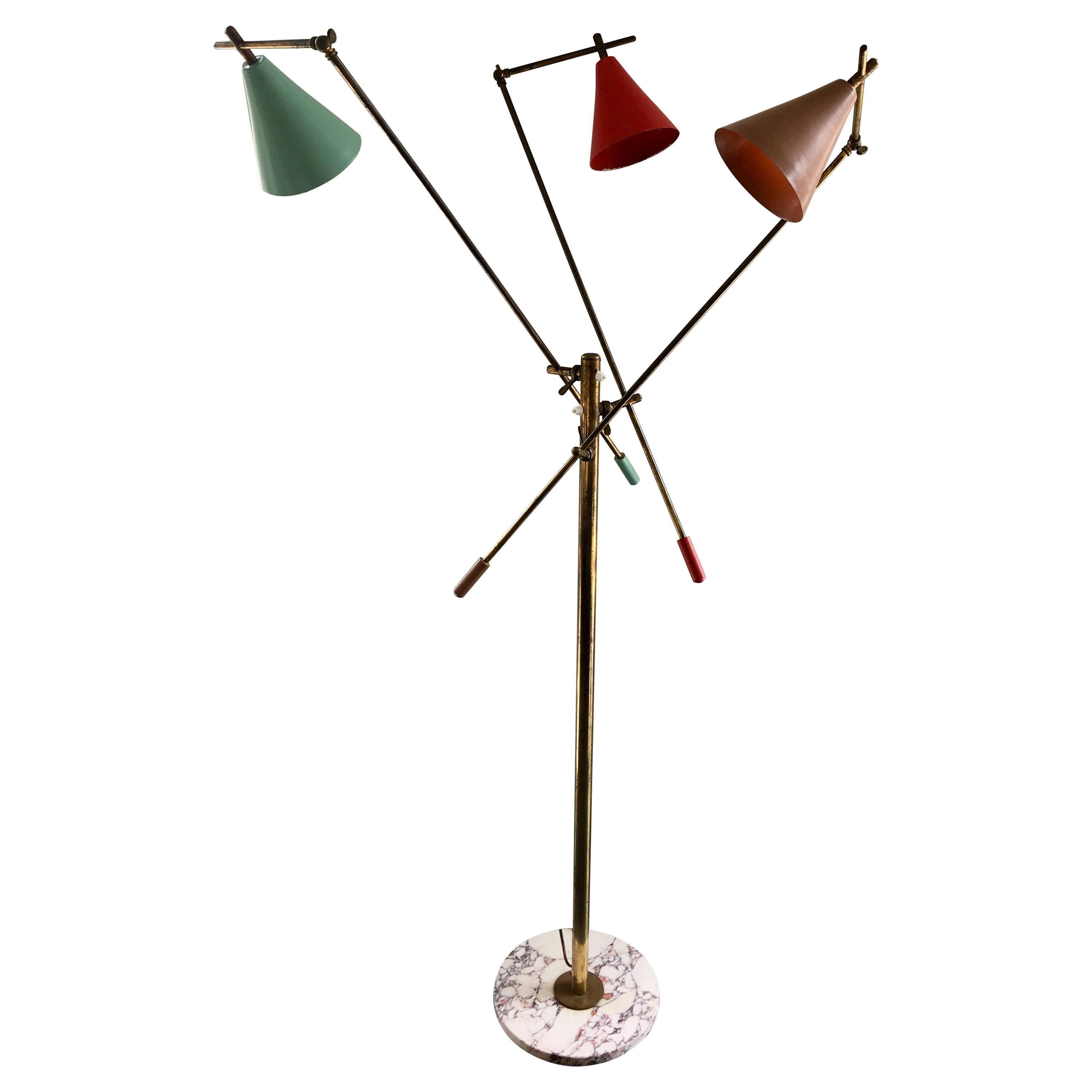 Three-Arm Floor Lamp by Stilnovo at 1stDibs