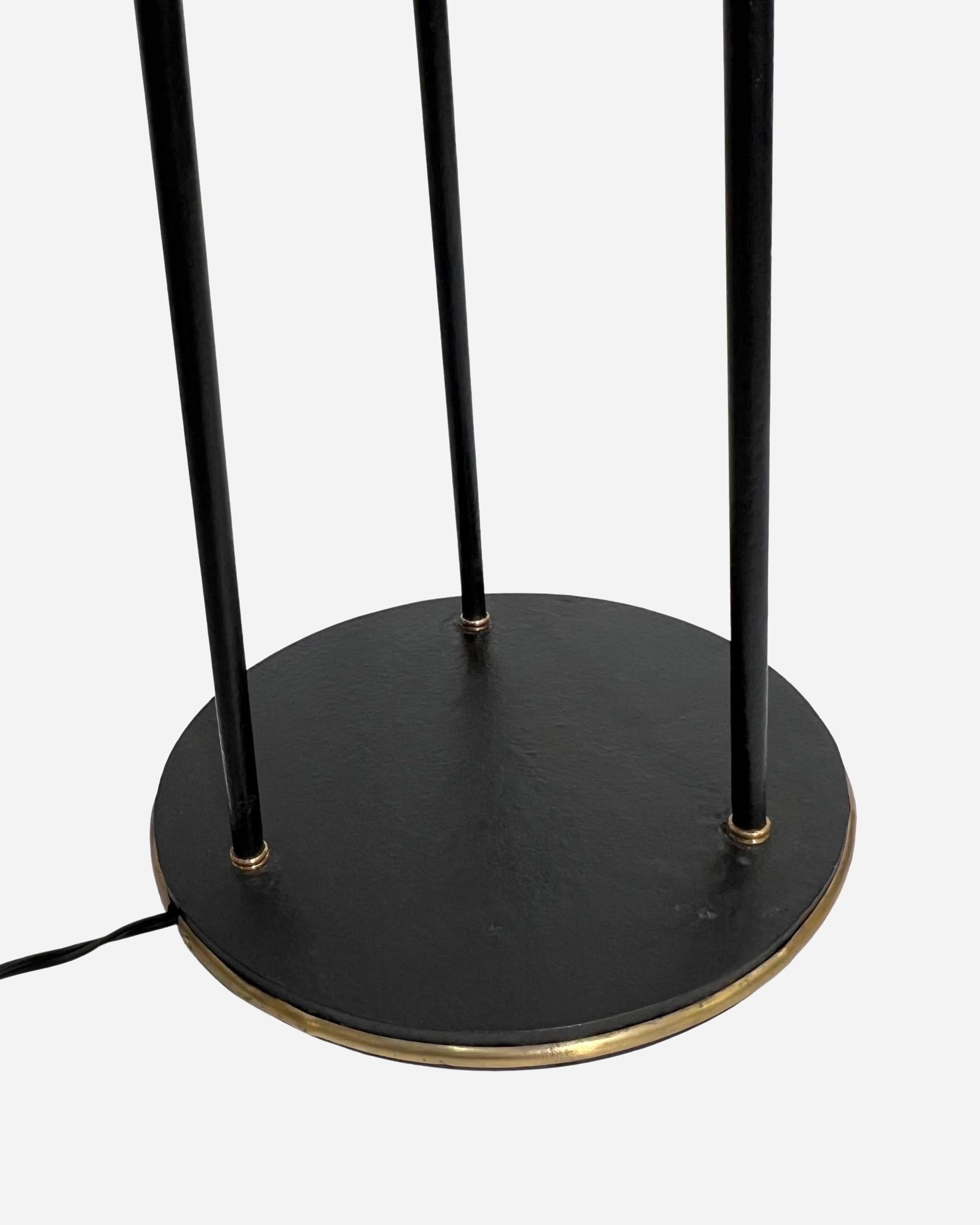 French Three-arm floor lamp, Éditions Maison Lunel, Paris, France, circa 1950 For Sale