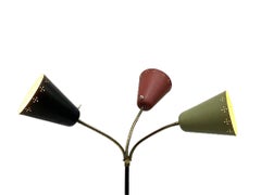 Three-Arm Floor Lamp with Pierced Metal Matte Shades, 1960s
