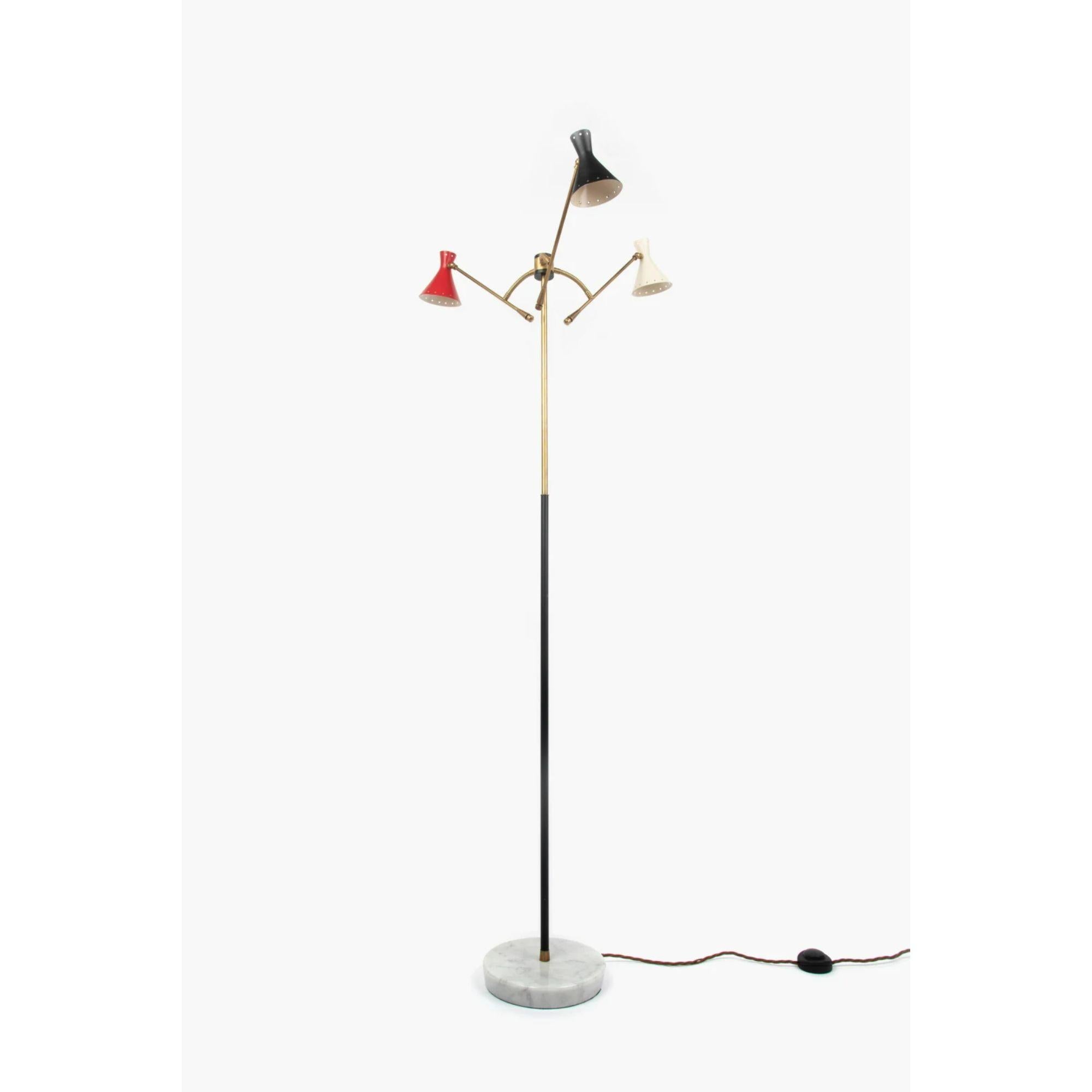 Three-Arm Italian Floor Lamp, 1950s

Dimensions: H 140cm x W 60cm
Base Diameter: 24 cm
Condition: Restored and wired for UK use. Can be supplied wired for EU/US.