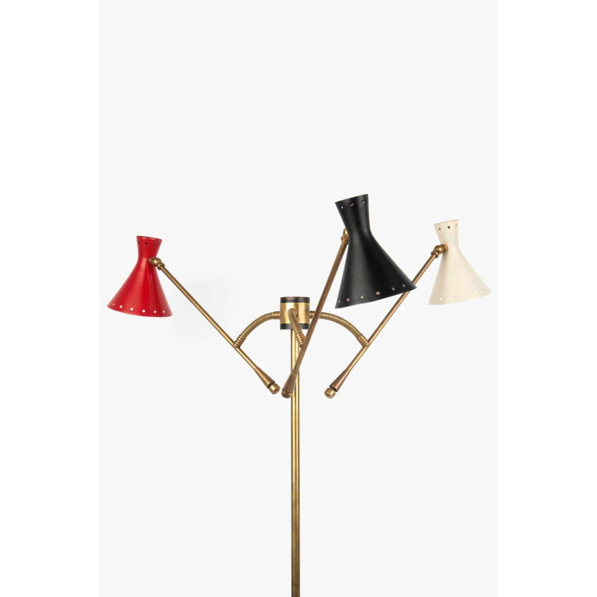 Three-Arm Italian Floor Lamp, 1950s In Excellent Condition For Sale In London, GB