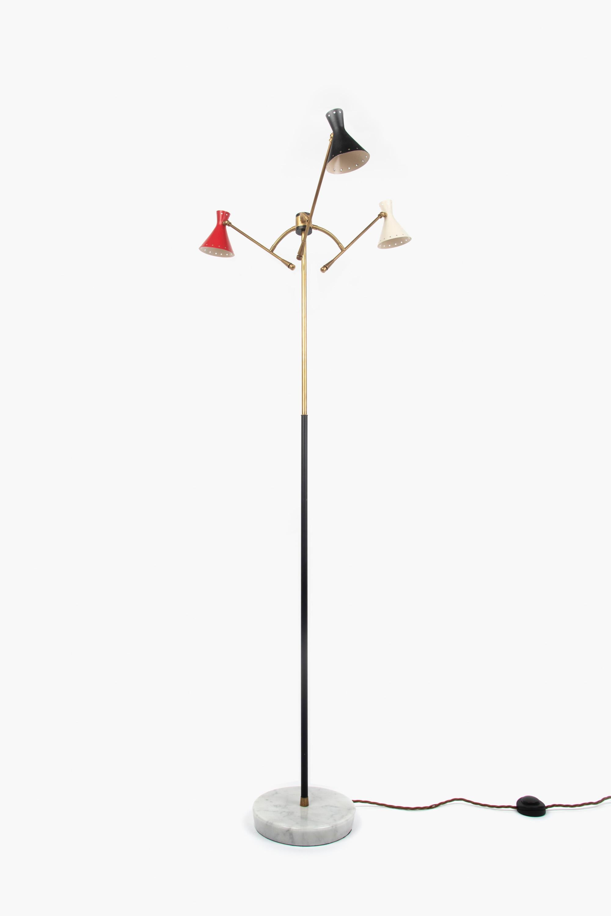 20th Century Three-Arm Italian Floor Lamp, 1950s For Sale