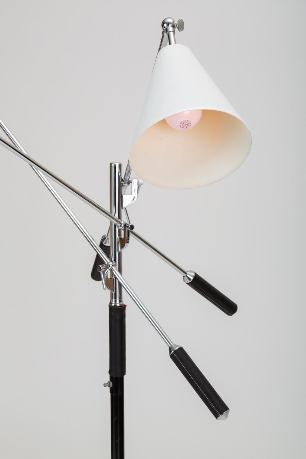 Three-Arm Italian Modernist Floor Lamp with Marble Base 1