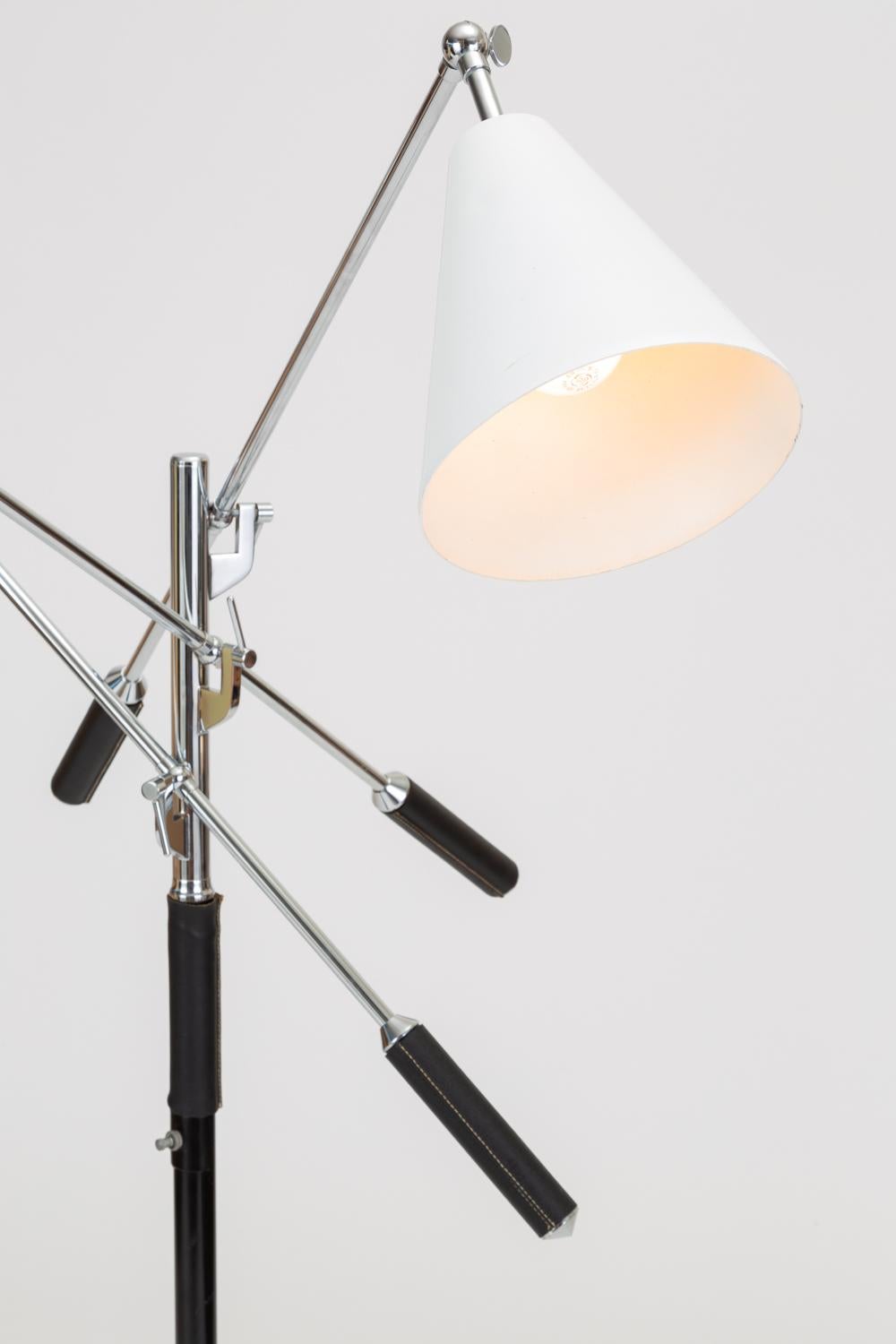 Three-Arm Italian Modernist Floor Lamp with Marble Base 2