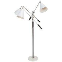 Three-Arm Italian Modernist Floor Lamp with Marble Base