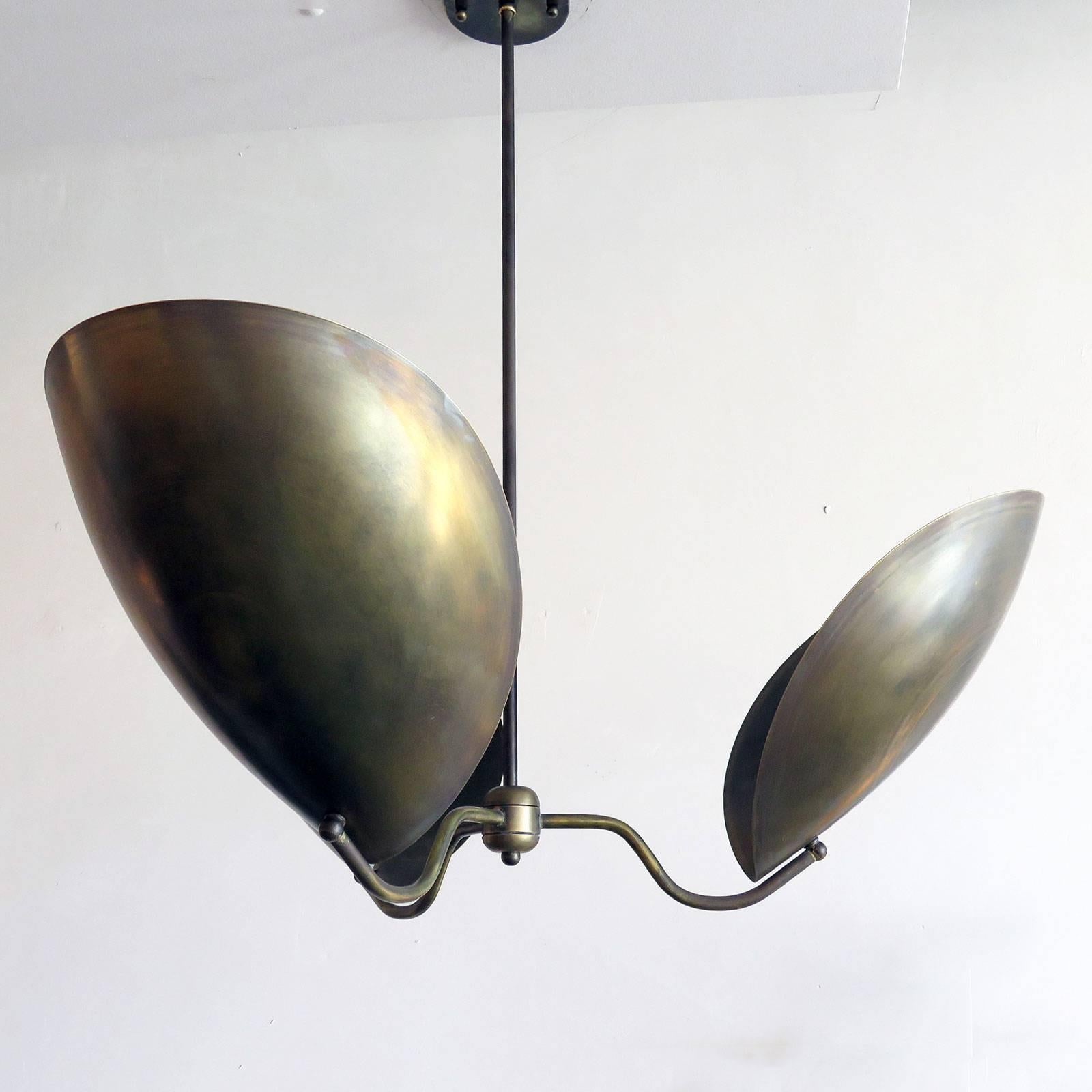 Organic Modern Raw Brass Chandelier ‘Chiton-3’ by Gallery L7