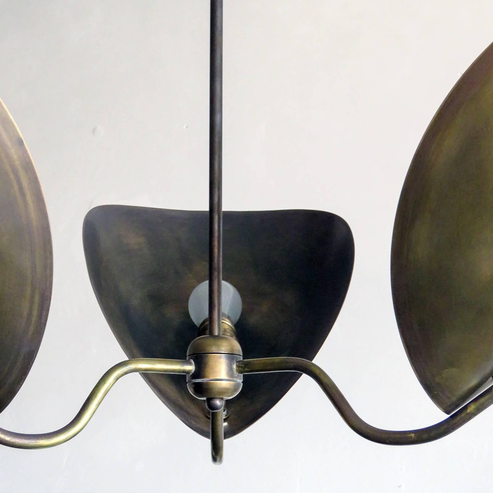 Raw Brass Chandelier ‘Chiton-3’ by Gallery L7 In New Condition In Los Angeles, CA