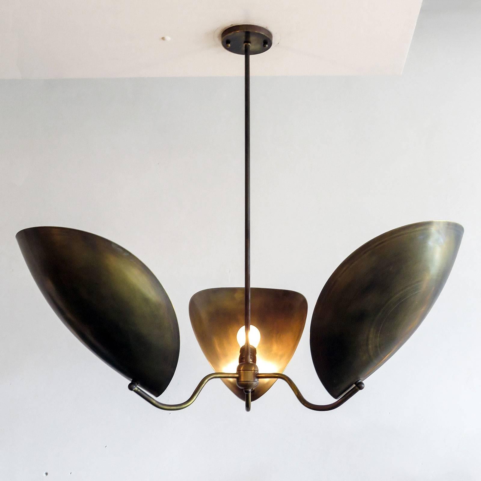 Raw Brass Chandelier ‘Chiton-3’ by Gallery L7 3
