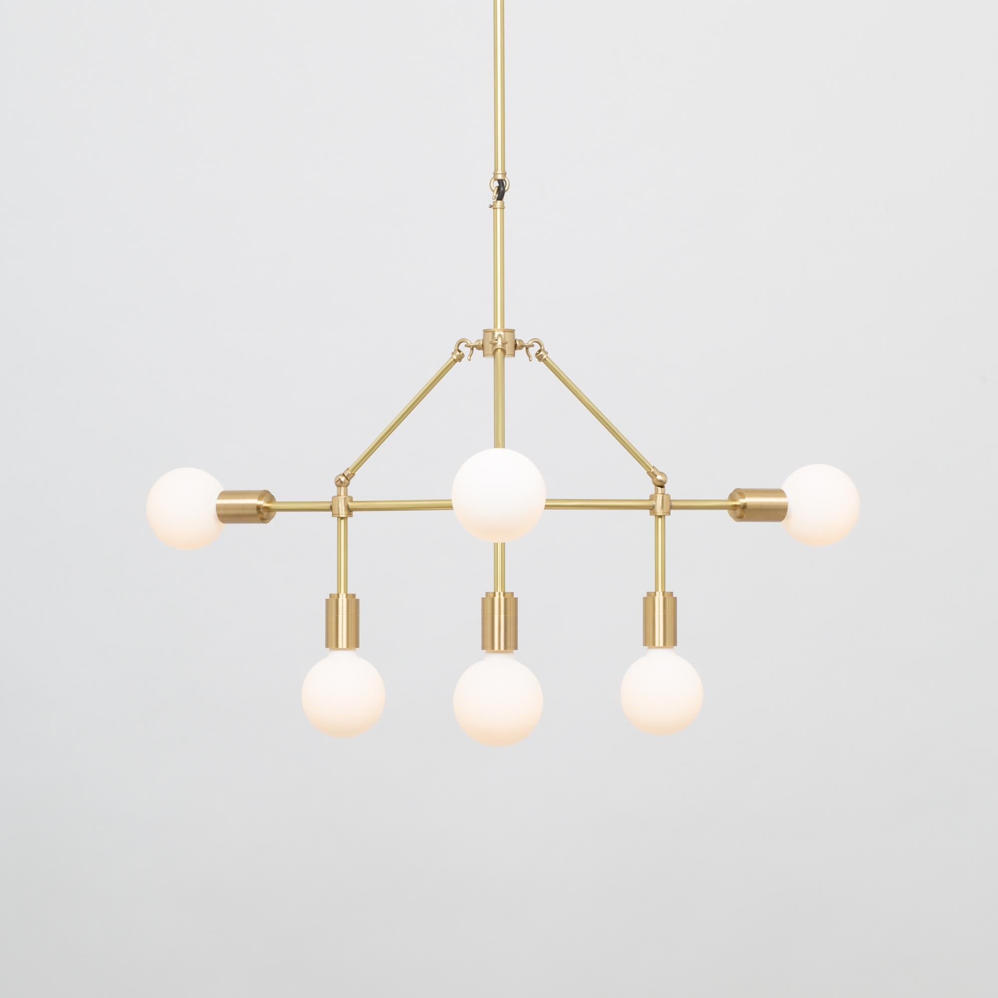 Modern Three Arm Six Sphere Chandelier by Lights of London For Sale