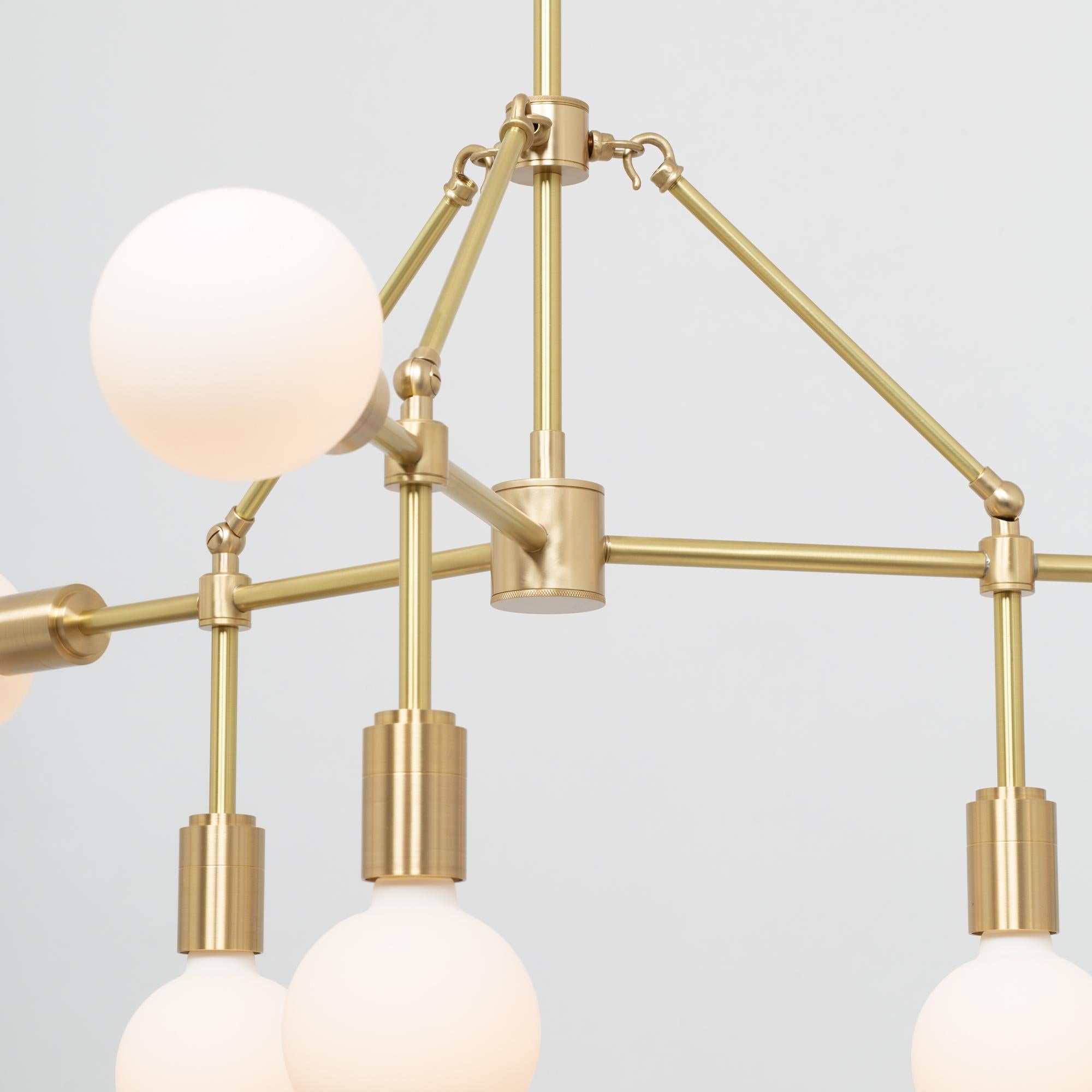 British Three Arm Six Sphere Chandelier by Lights of London For Sale